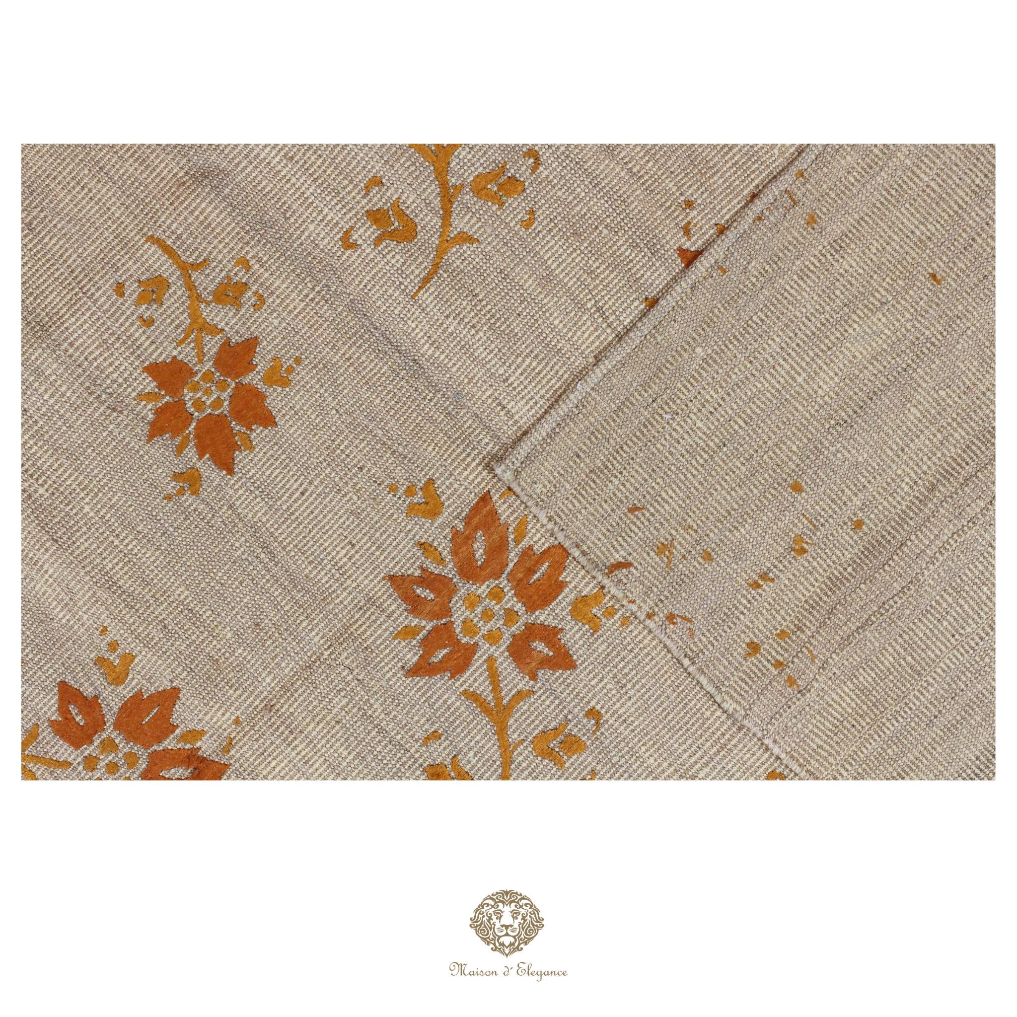 Kilim única moderna Tejido a Mano | Alfombra Plana de Lana y Seda con Tintes Naturales 207x298 cm