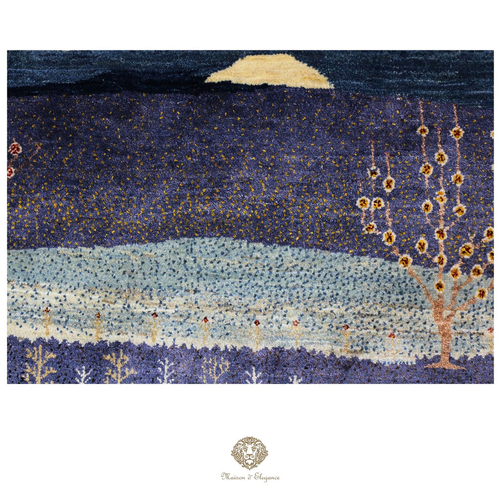 Alfombra persa Kashkuli azul | Gabbeh de lana hecha a mano 168 x 243 cm