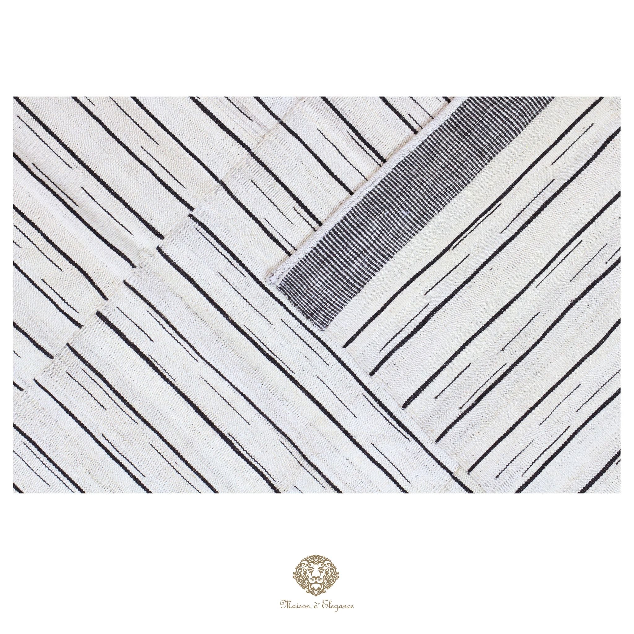 Alfombra persa Kia Sar Kilim hecha a mano de lana, blanca | Kilim de diseño Maison moderne 208 x 300 cm