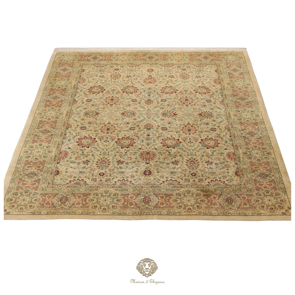 Alfombra persa Kashan | Diseño floral azul marino de lana