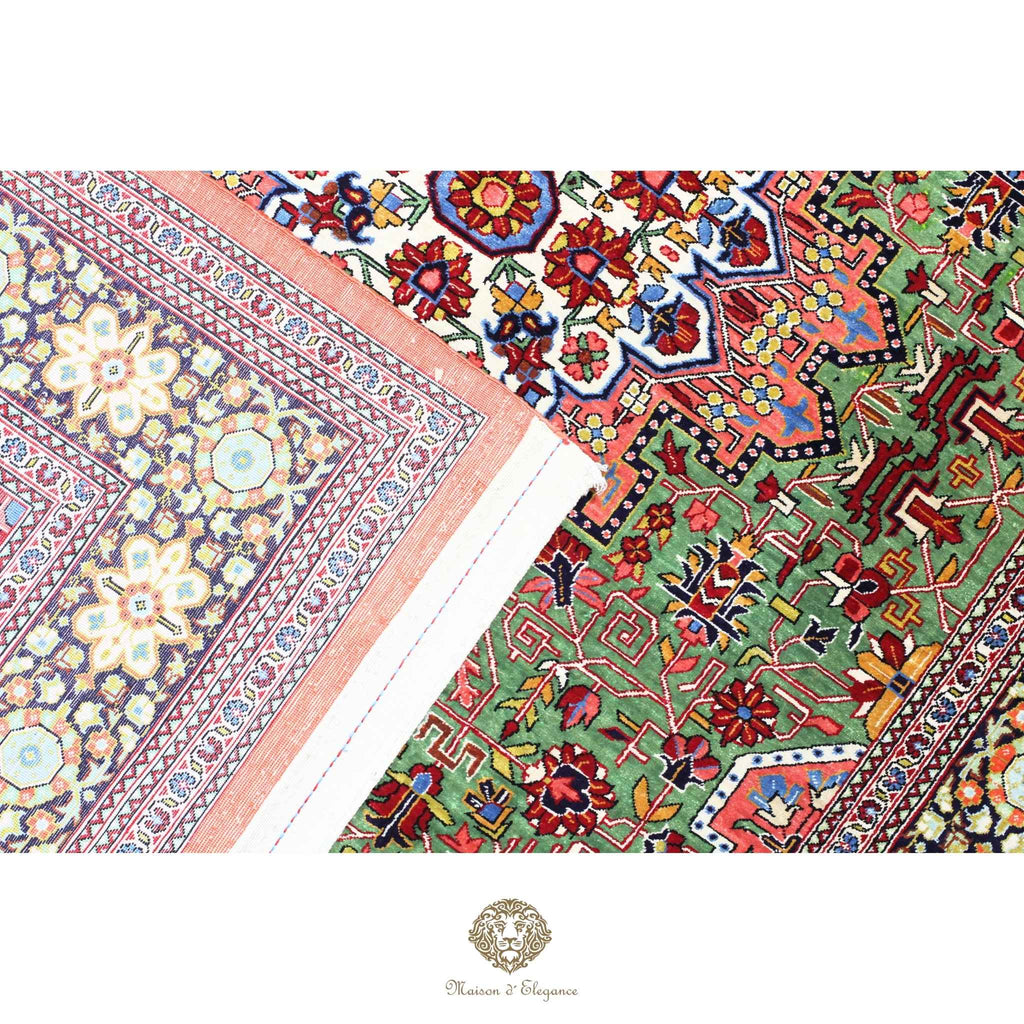 Alfombra persa exclusiva de seda pura, anudada a mano, teñida de forma natural, obra maestra de alta gama, firmada, 101 x 155 cm