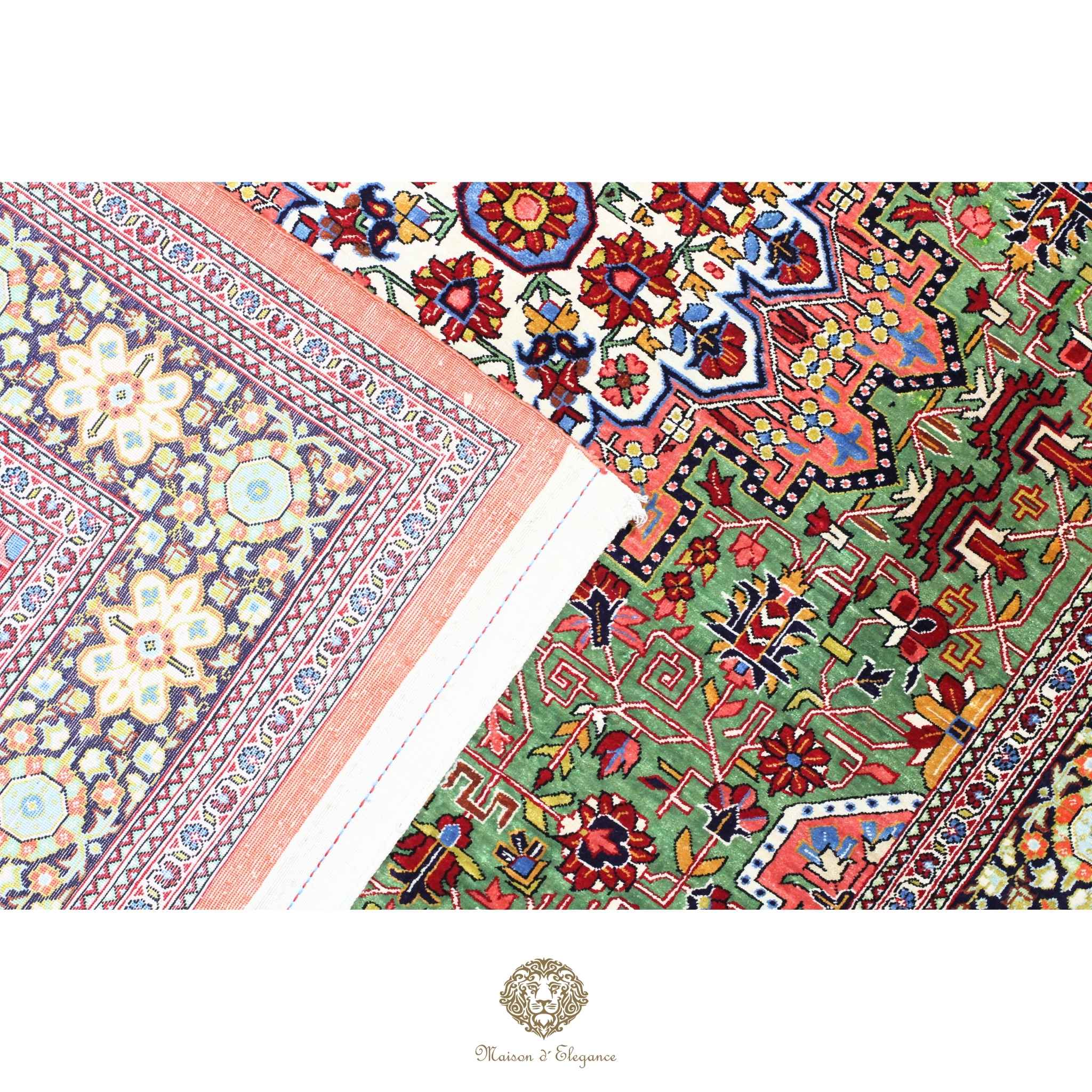 Alfombra persa exclusiva de seda pura, anudada a mano, teñida de forma natural, obra maestra de alta gama, firmada, 101 x 155 cm