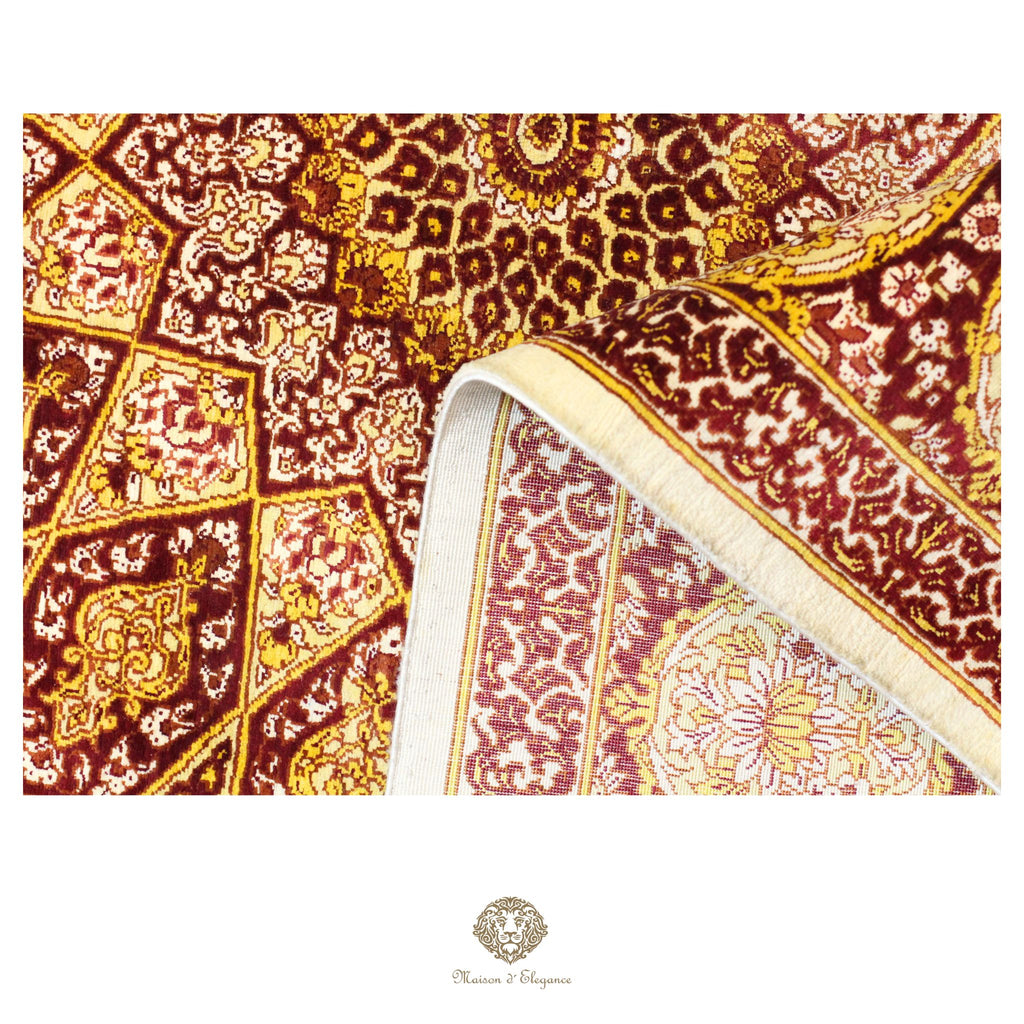 Alfombra persa exclusiva de seda pura, anudada a mano, teñida de forma natural | obra maestra de alta gama, firmada, 135 x 210 cm