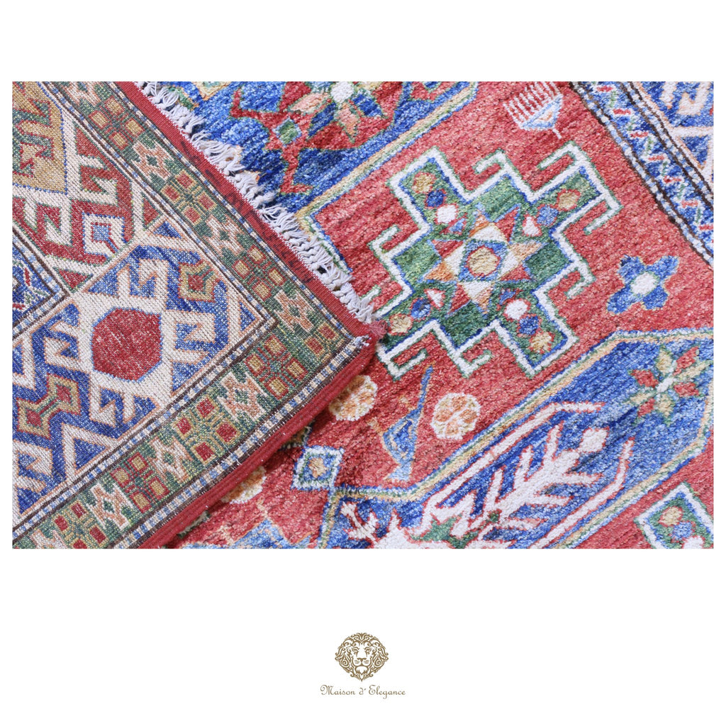 Alfombra oriental de lana Kazak, tradicional | Diseño geométrico Afganistán, 150 x 206 cm
