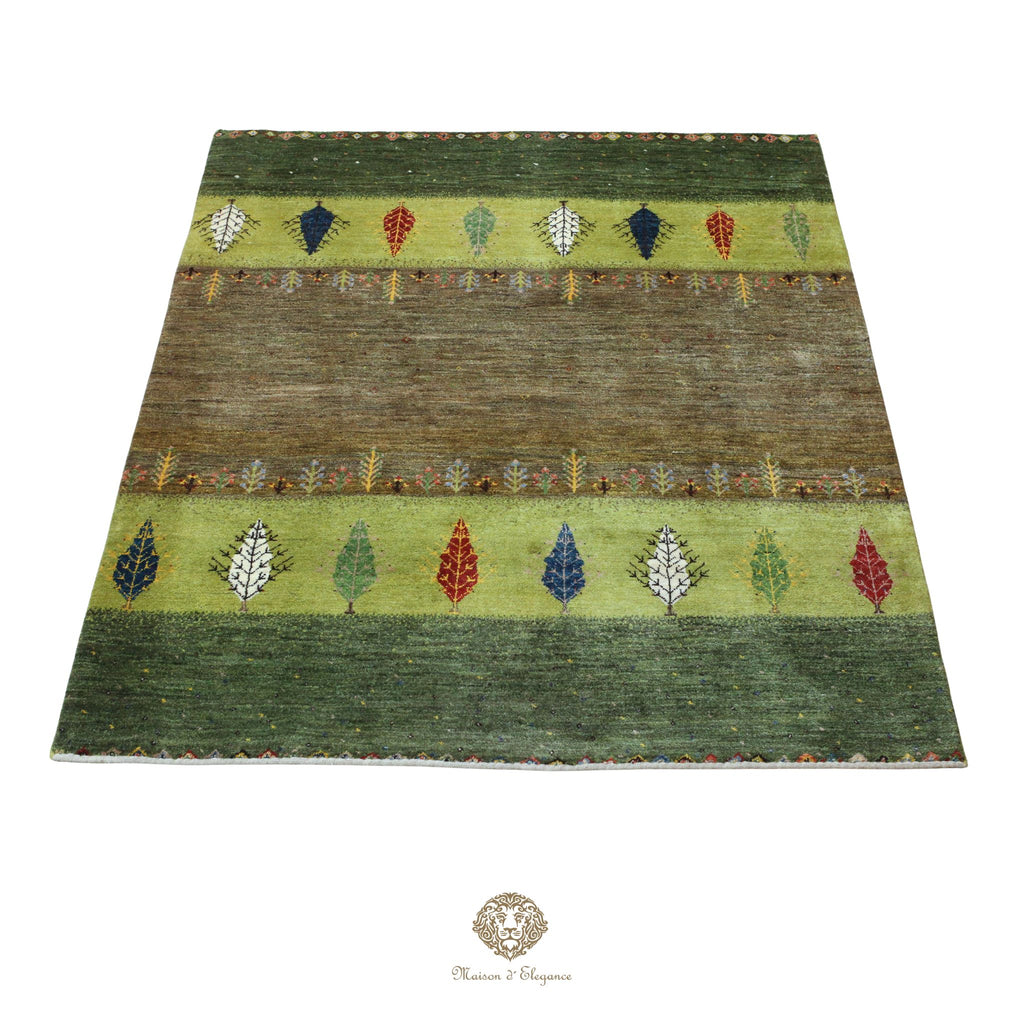 Alfombra persa Kashkuli colorido tribal naturale color | Gabbeh de lana hecha a mano 182 x 220 cm