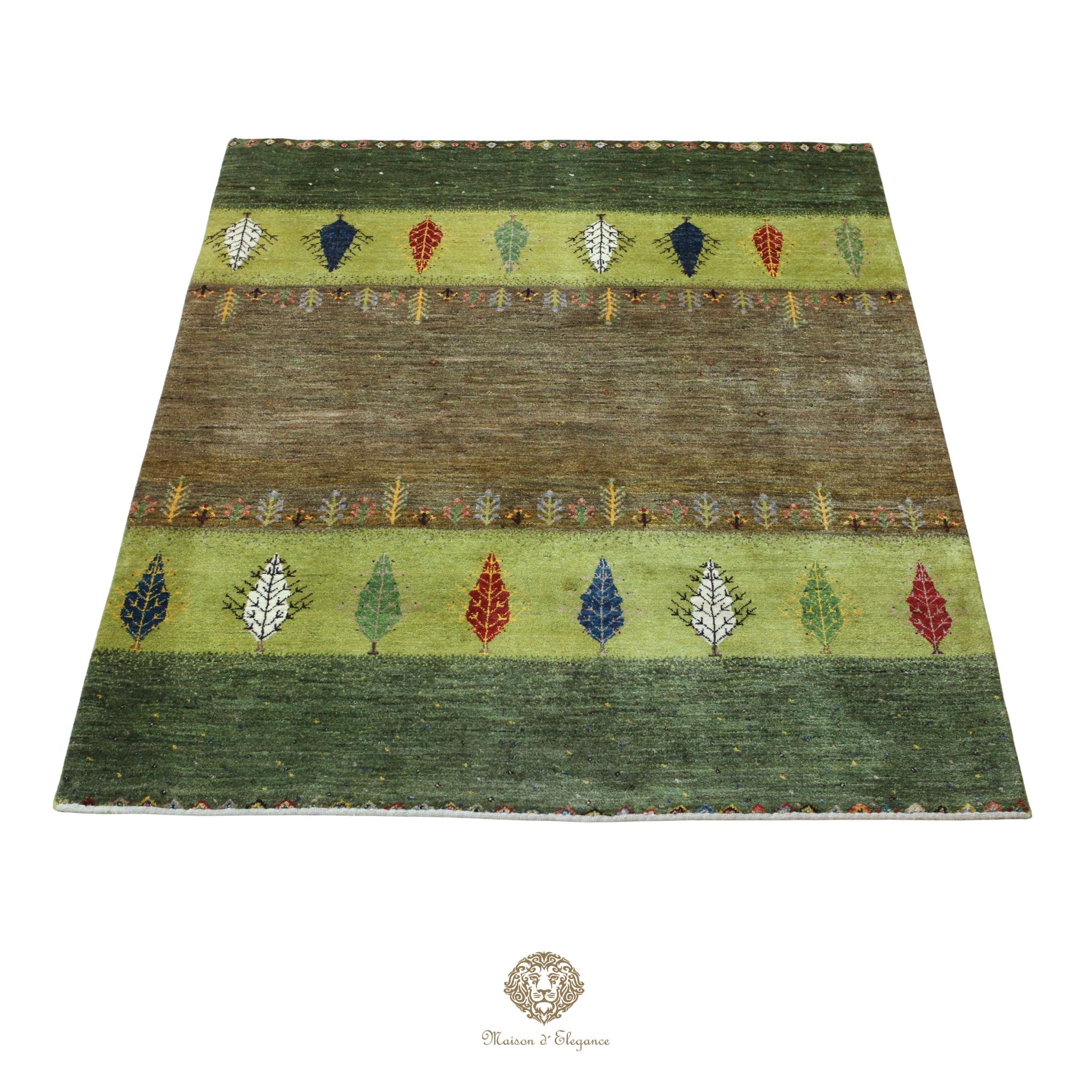 Alfombra persa Kashkuli colorido tribal naturale color | Gabbeh de lana hecha a mano 182 x 220 cm