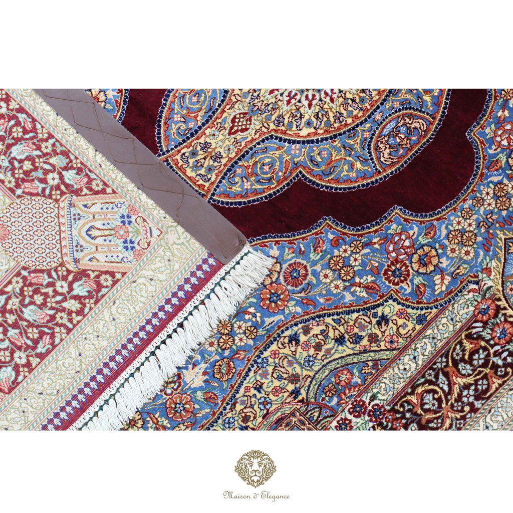 Alfombra persa exclusiva de seda pura, anudada a mano, teñida de forma natural, obra maestra de alta gama, firmada, 98 x 160 cm