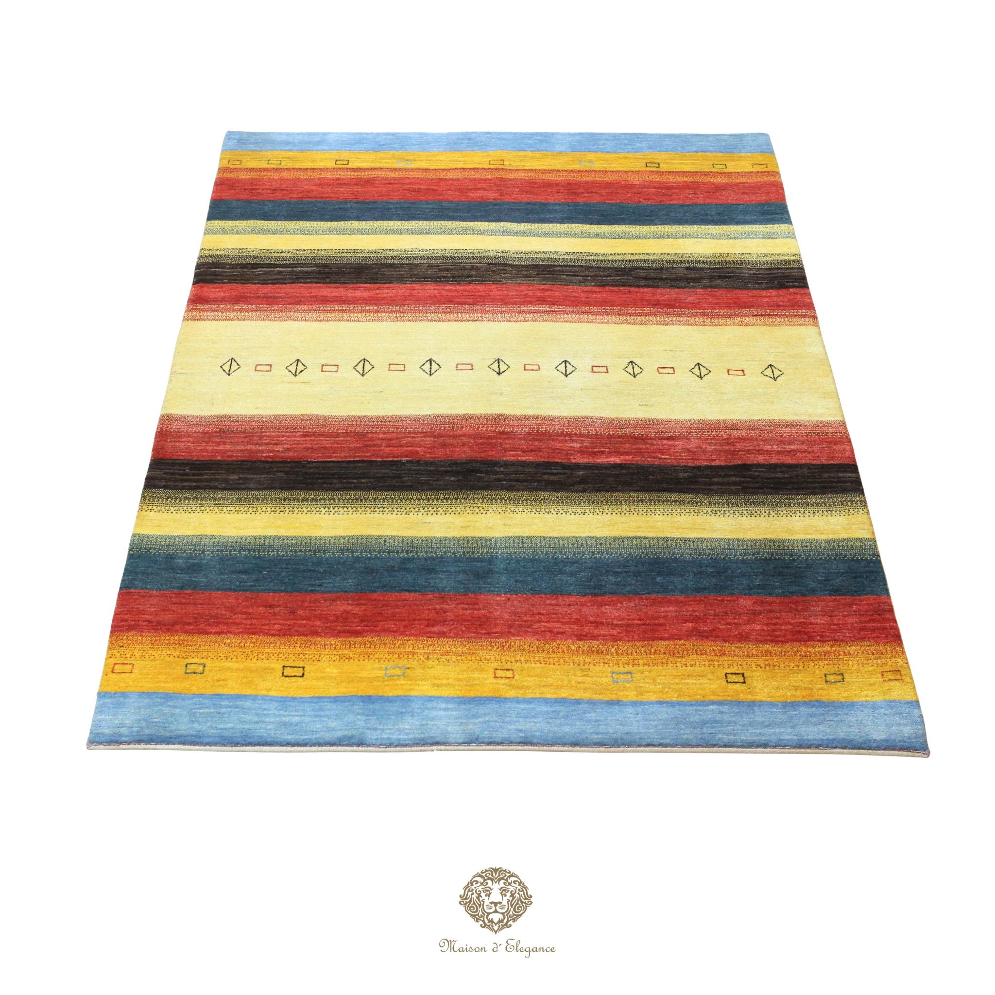 Alfombra persa Kashkuli de lana teñida naturalmente y colorida | Gabbeh hecha a mano 172 x 238 cm