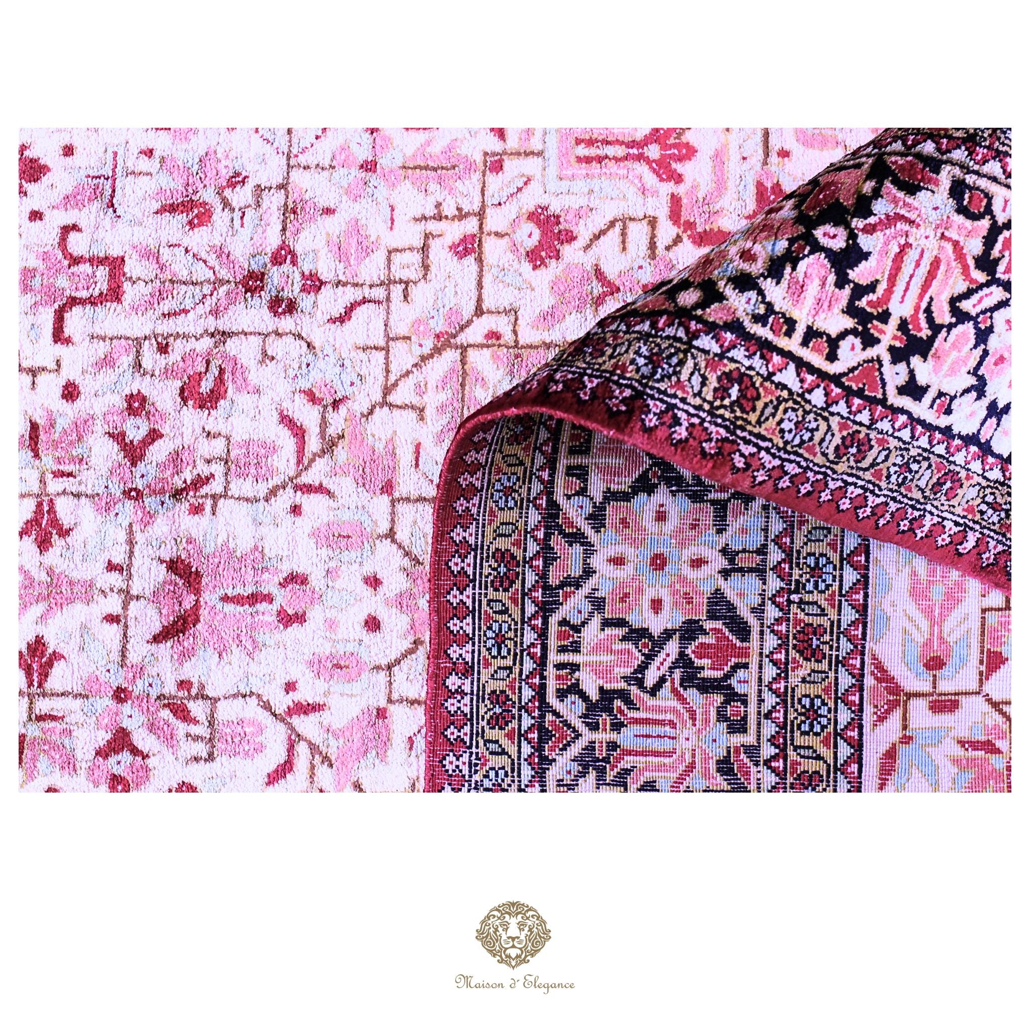 Alfombra persa tipo pasillo de seda pura superfina, anudada a mano, tintes naturales, | obra maestra, firmada, 89 x 350 cm
