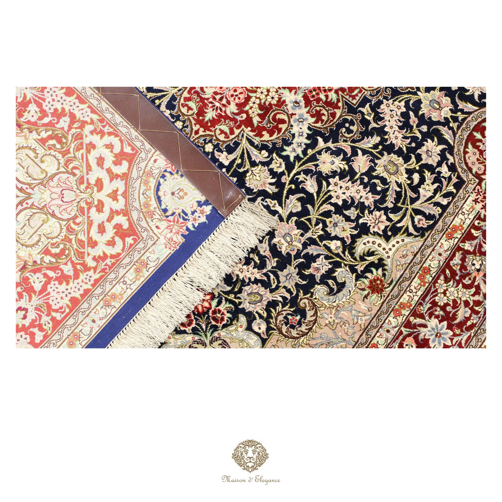 Alfombra persa exclusiva de seda pura, anudada a mano, teñida de forma natural | obra maestra de alta gama, firmada, 100 x 155 cm
