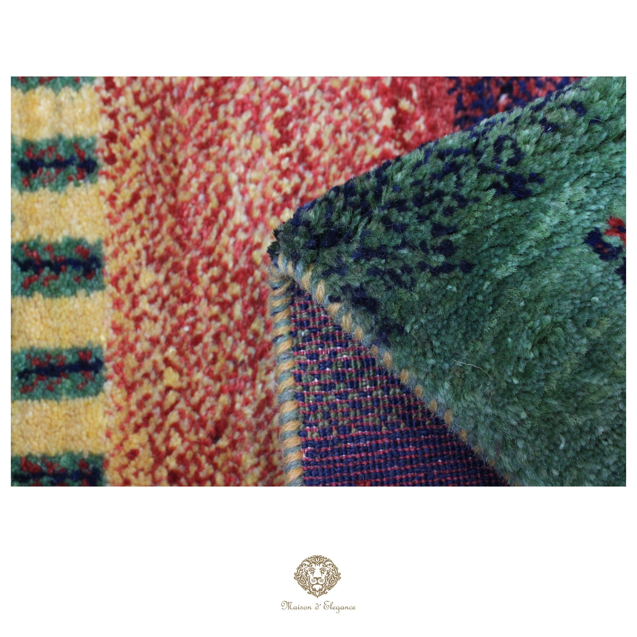Alfombra persa Kashkuli de lana teñida naturalmente y colorida | Gabbeh hecha a mano 60 x 87 cm