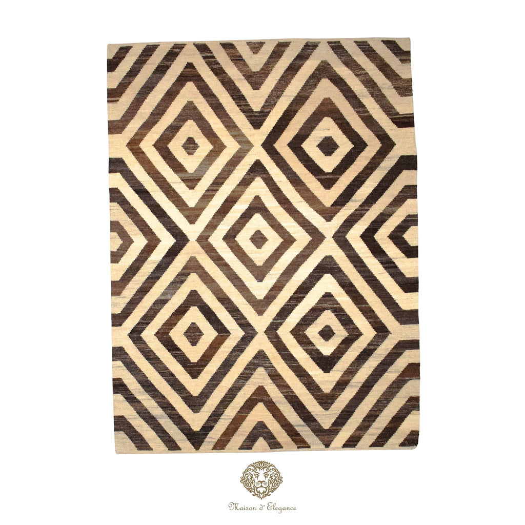 Geometric Flat-Weave Kilim Artisan Crafted with Pure Wool & Naturally Dyed