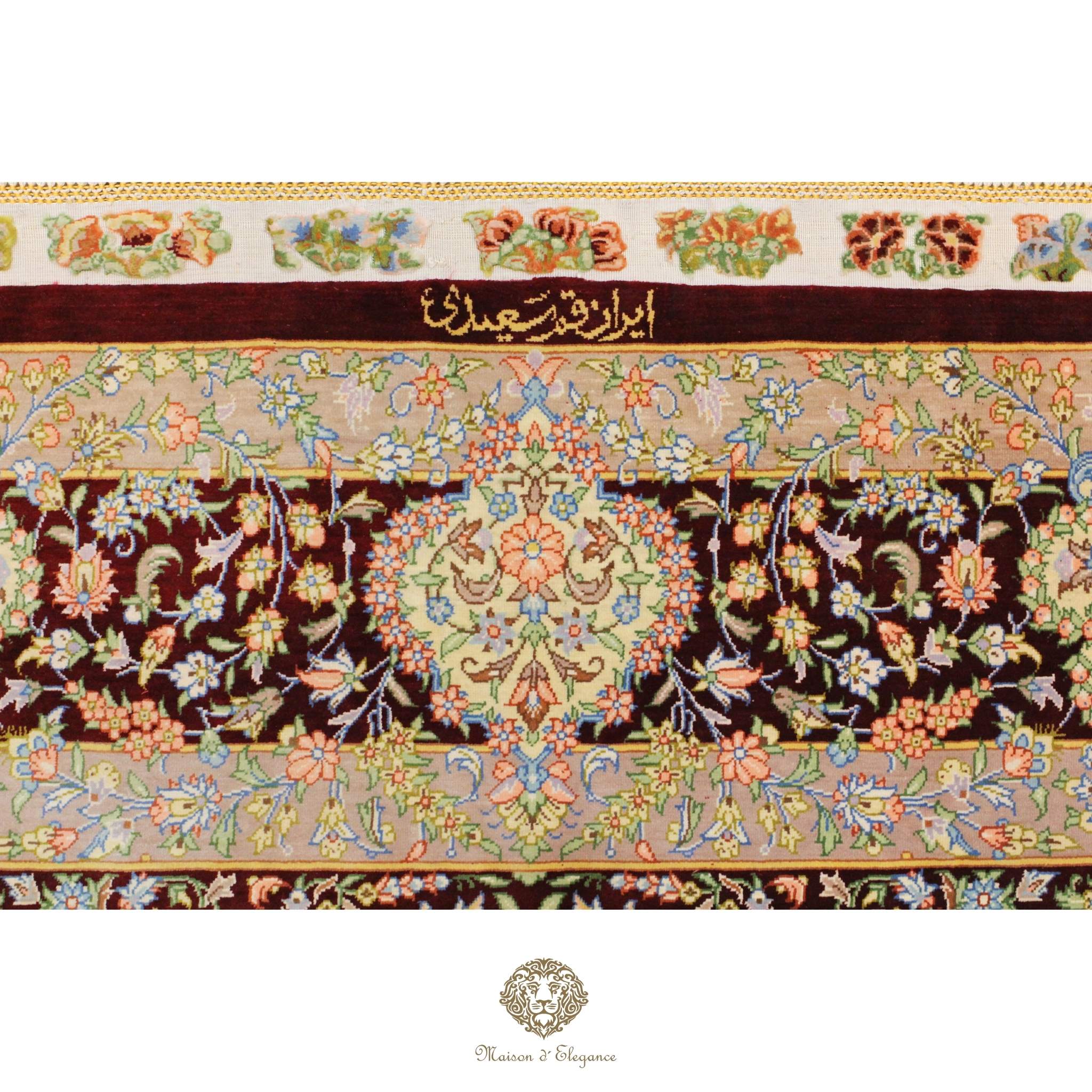 Pure Silk Persian Rug - Hand-Knotted Natural Dyed Masterpiece Signed