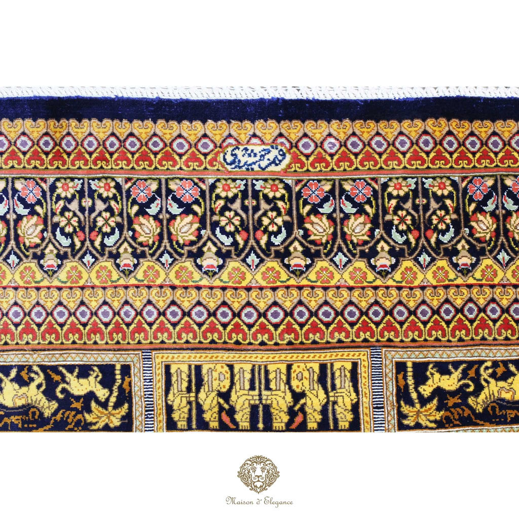Alfombra persa exclusiva de seda pura, anudada a mano, teñida de forma natural, obra maestra de alta gama, firmada, 98 x 160 cm