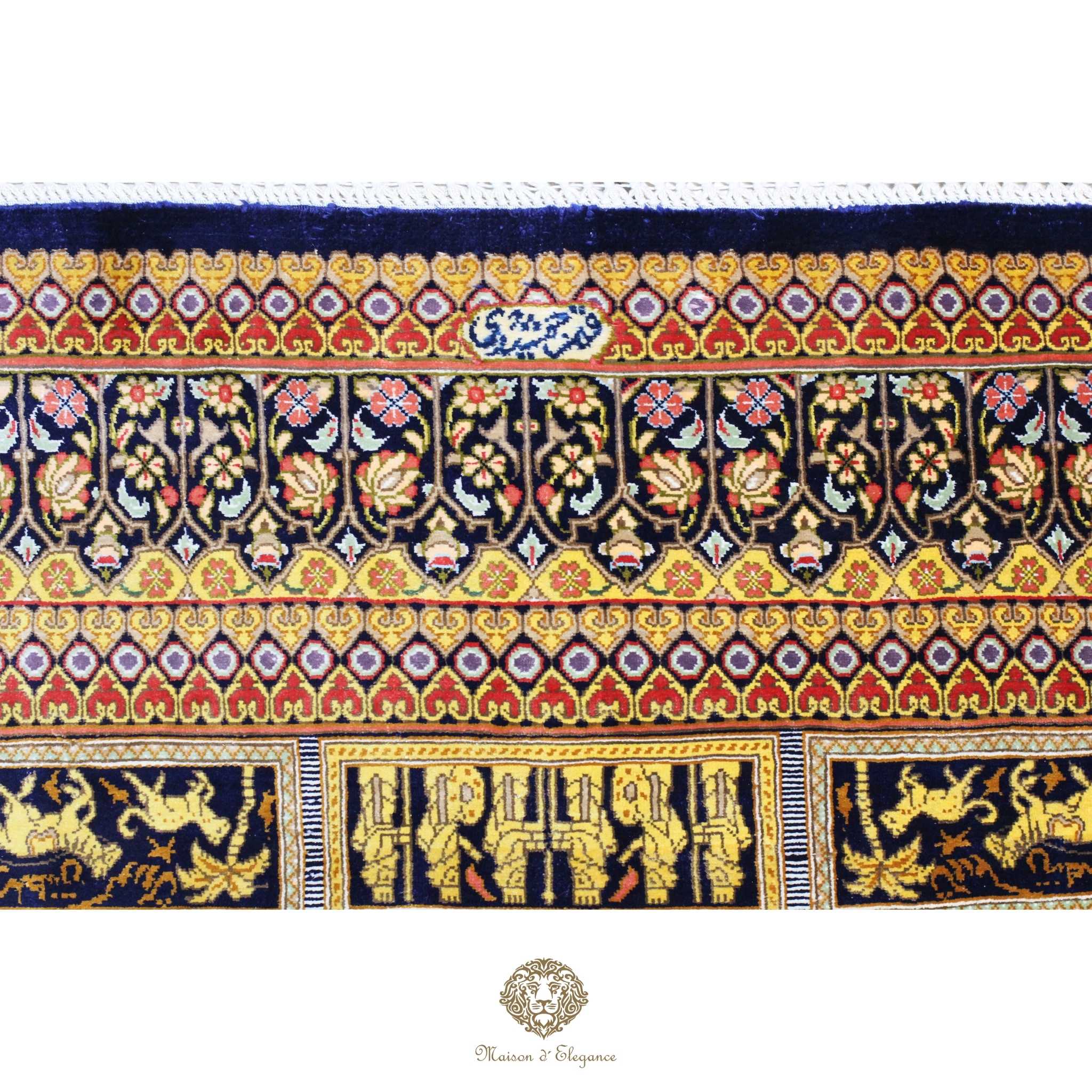 Alfombra persa exclusiva de seda pura, anudada a mano, teñida de forma natural, obra maestra de alta gama, firmada, 98 x 160 cm