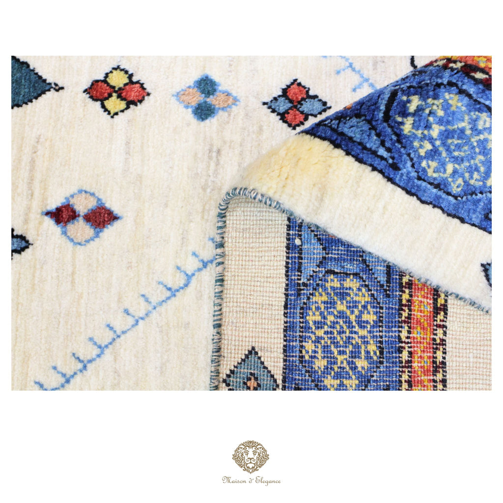 Alfombra persa Trible Fine Kashkuli con tintes naturales | Loribaft de lana hecha a mano 158 x 220 cm