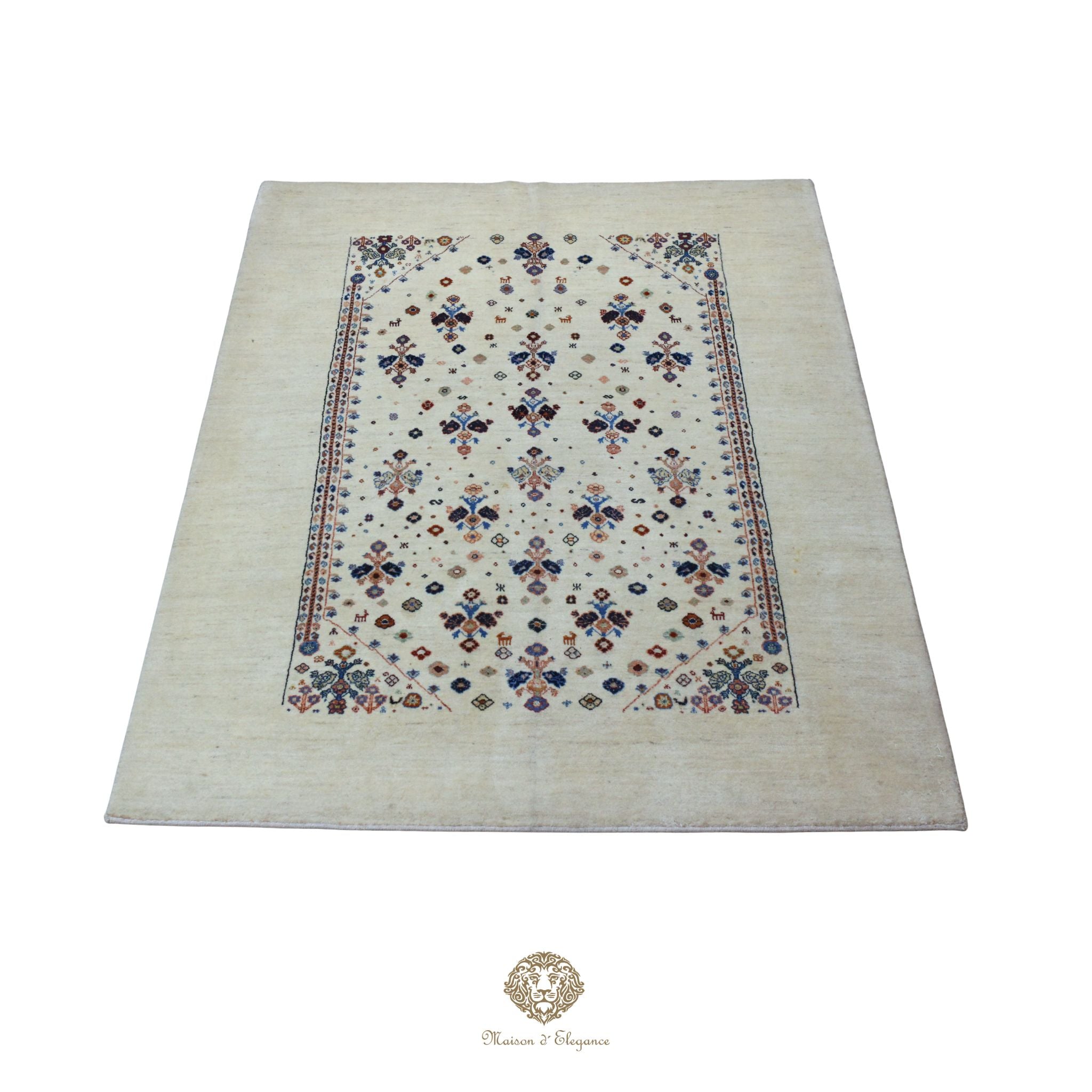 Alfombra persa Trible Fine Kashkuli con tintes naturales | Gabbeh de lana hecha a mano 141 x 200 cm