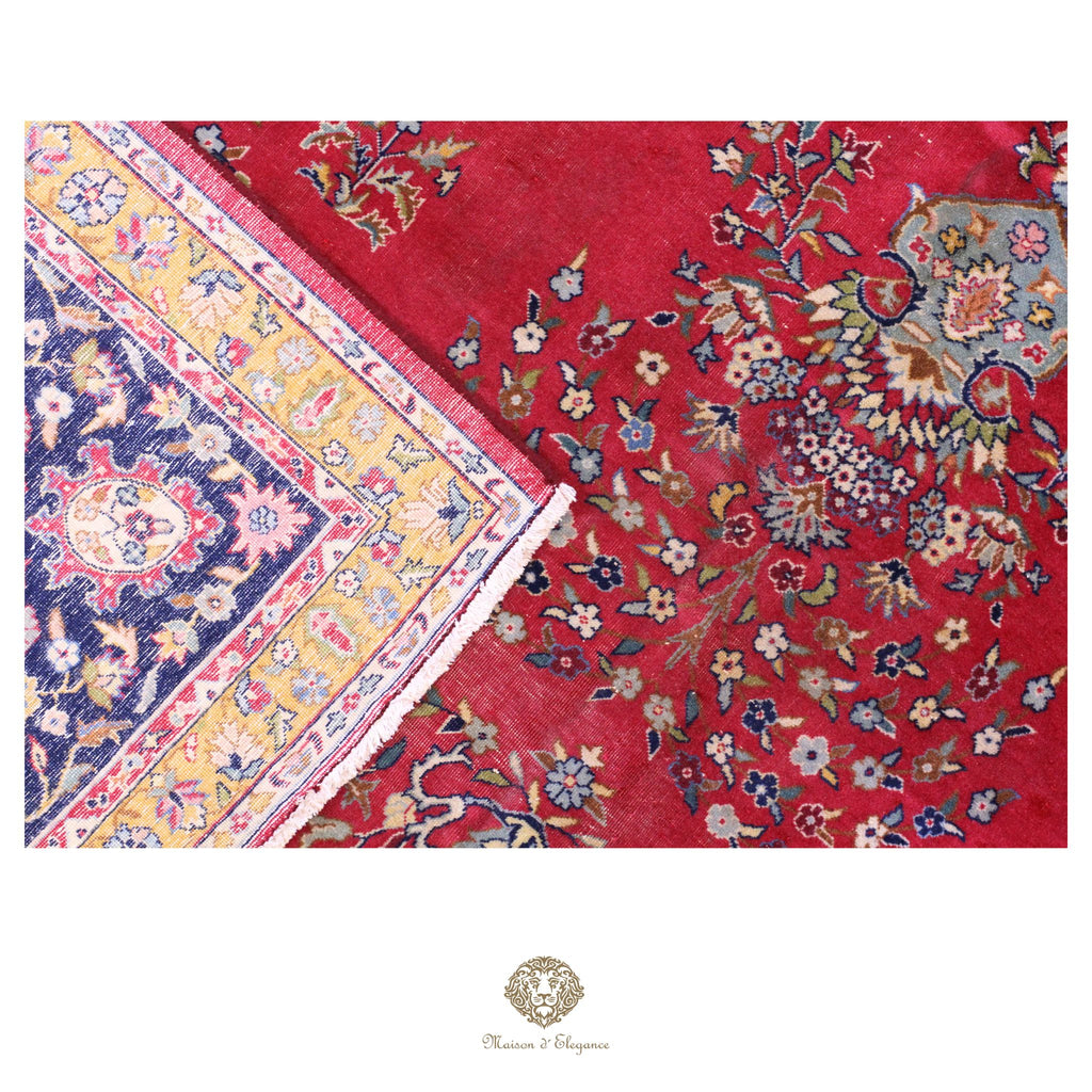 Alfombra persa clásica de lana Tabriz teñida naturalmente | Diseño de medallón hecho a mano 306 x 409 cm