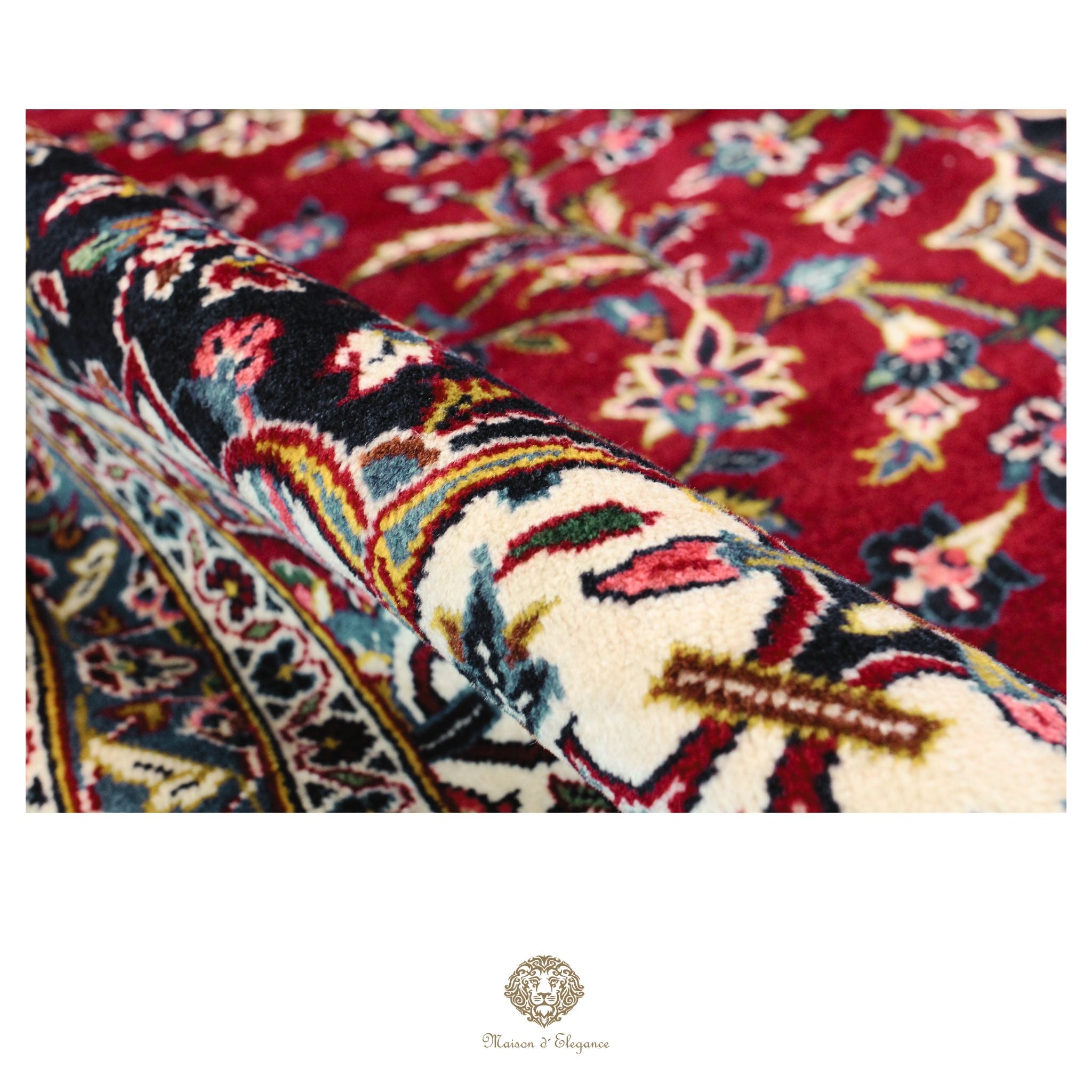 Impresionante alfombra clásica persa Kashan con diseño de medallón | Colores naturales vibrantes 300 x 395 cm