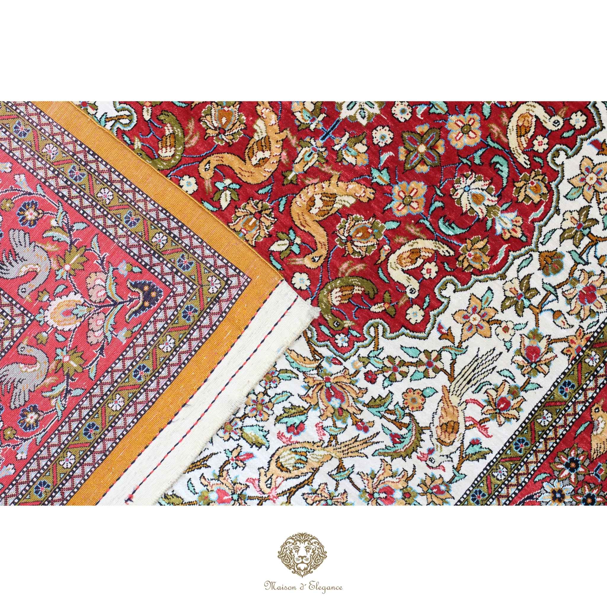 Alfombra persa exclusiva de seda pura, anudada a mano, teñida de forma natural, obra maestra de alta gama, firmada, 102 x 168 cm