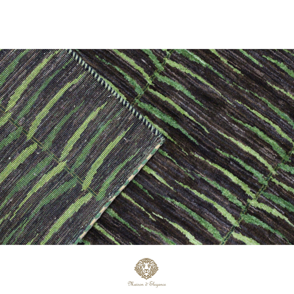 Alfombra Kashkuli Verde Persa Lana 100% Hecha a Mano 86x116 cm