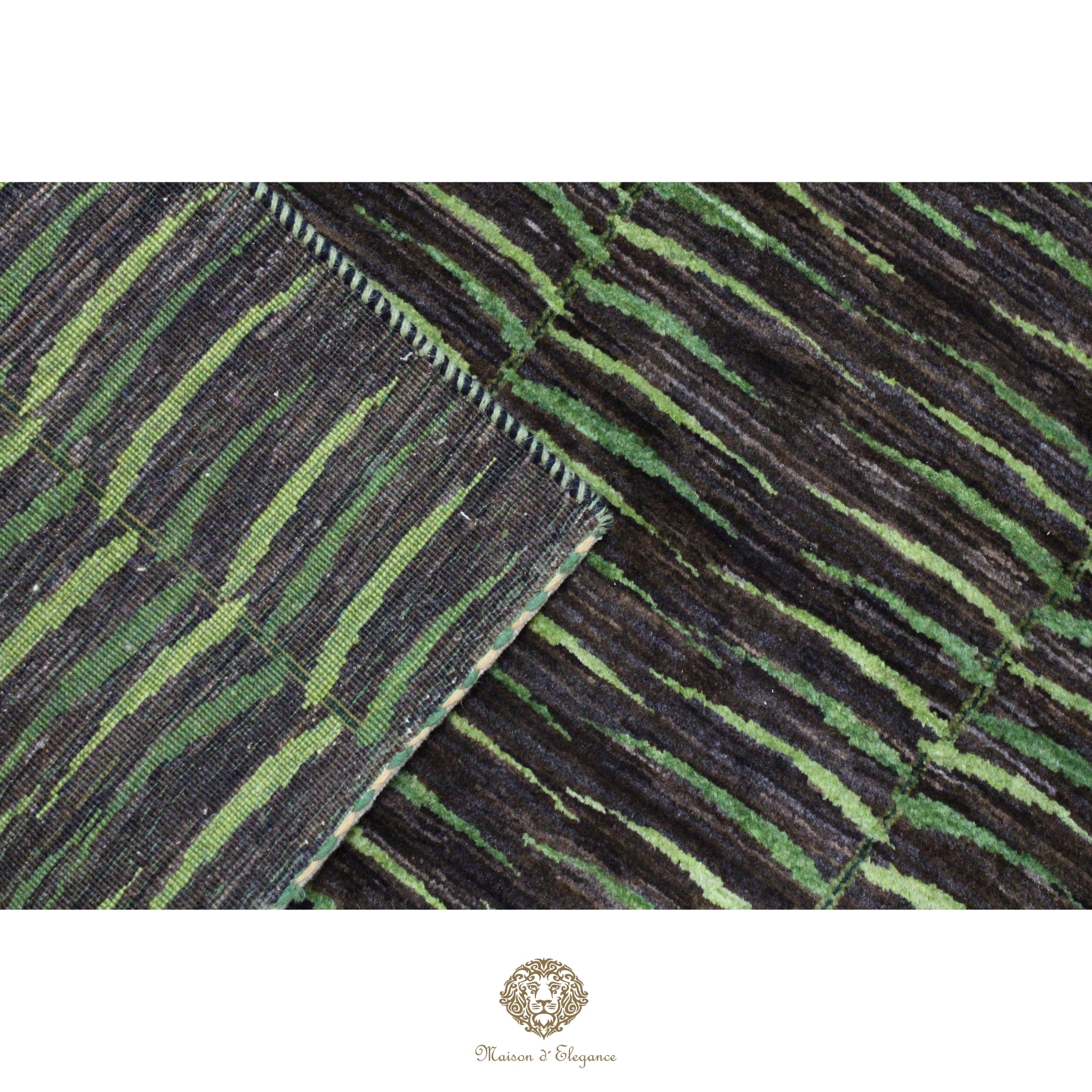 Alfombra Kashkuli Verde Persa Lana 100% Hecha a Mano 86x116 cm