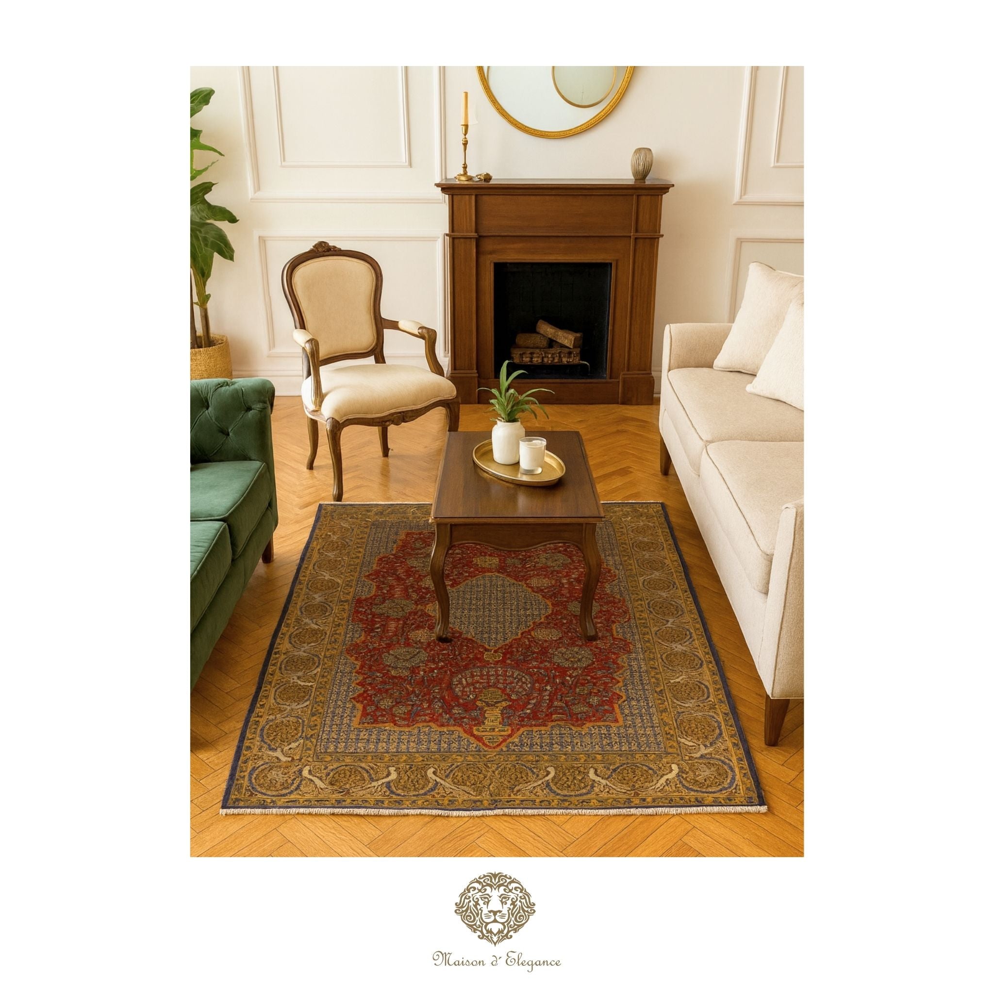 Vintage Persian Kashan Rug | Rare Hand-Knotted Wool Medallion Design