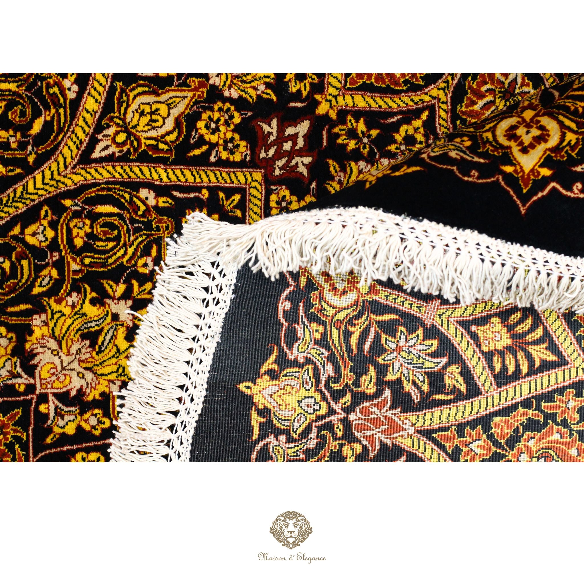 Alfombra persa redonda Qom superfina exclusiva, de seda pura, anudada a mano, teñida con tintes naturales, obra maestra de alta gama, firmada, 209 x 210 cm de diámetro.