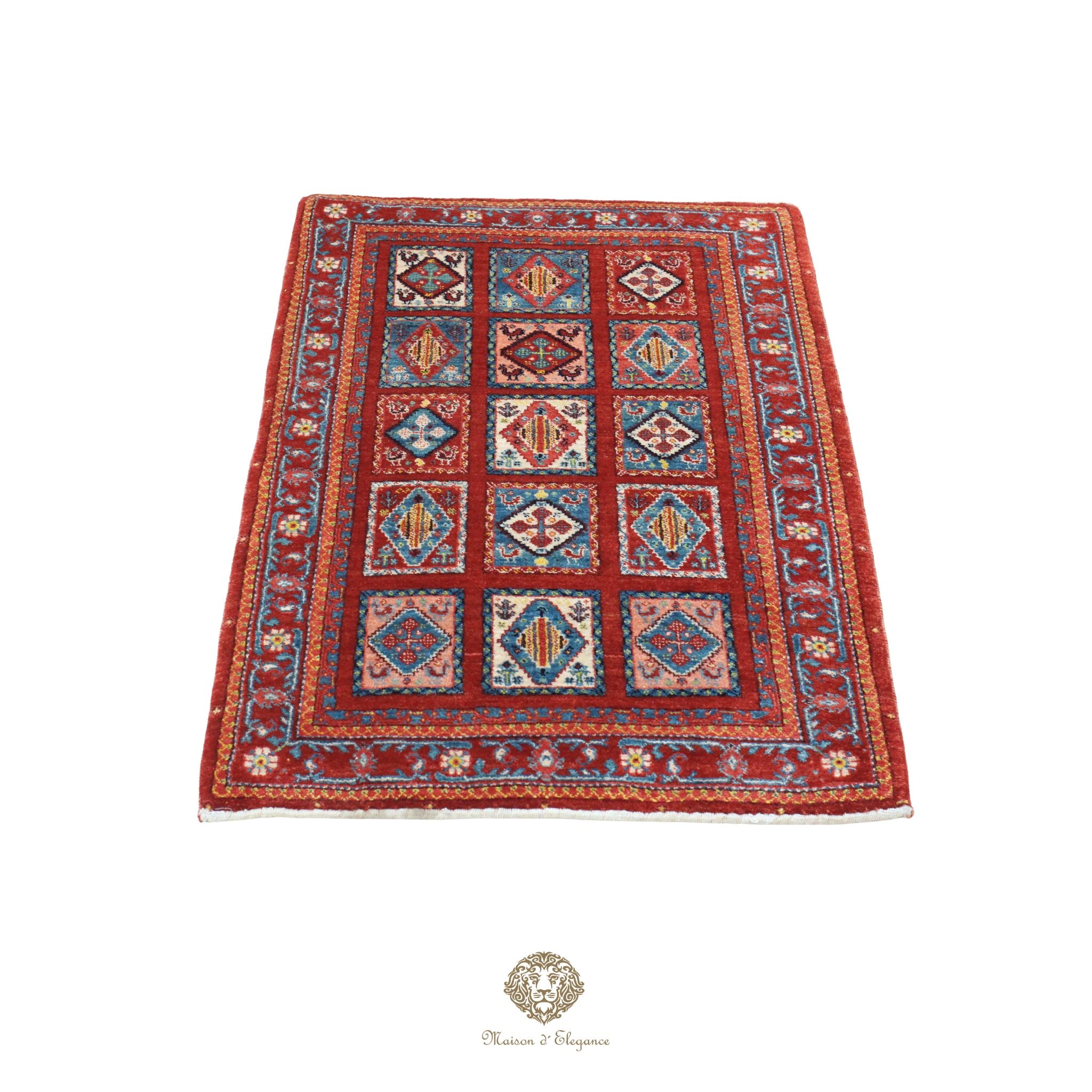Alfombra persa Trible Fine Kashkuli con tintes naturales | Loribaft de lana hecha a mano 84 x 127 cm