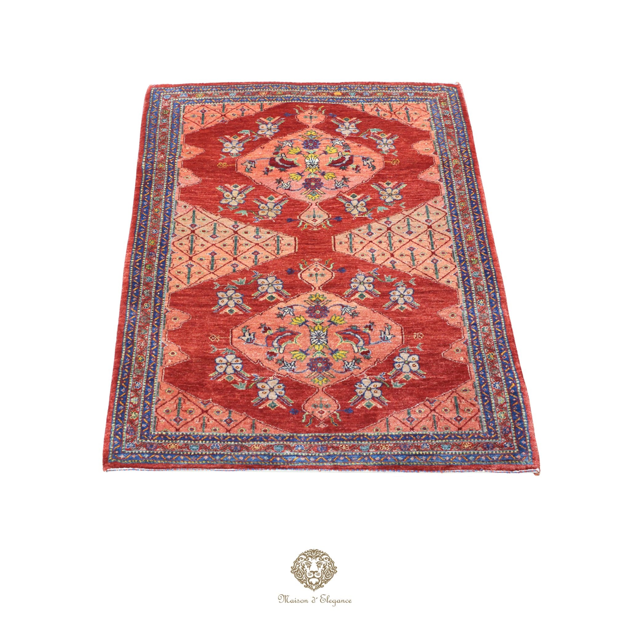 Alfombra persa Trible Fine Kashkuli con tintes naturales | Loribaft de lana hecha a mano 109 x 149 cm