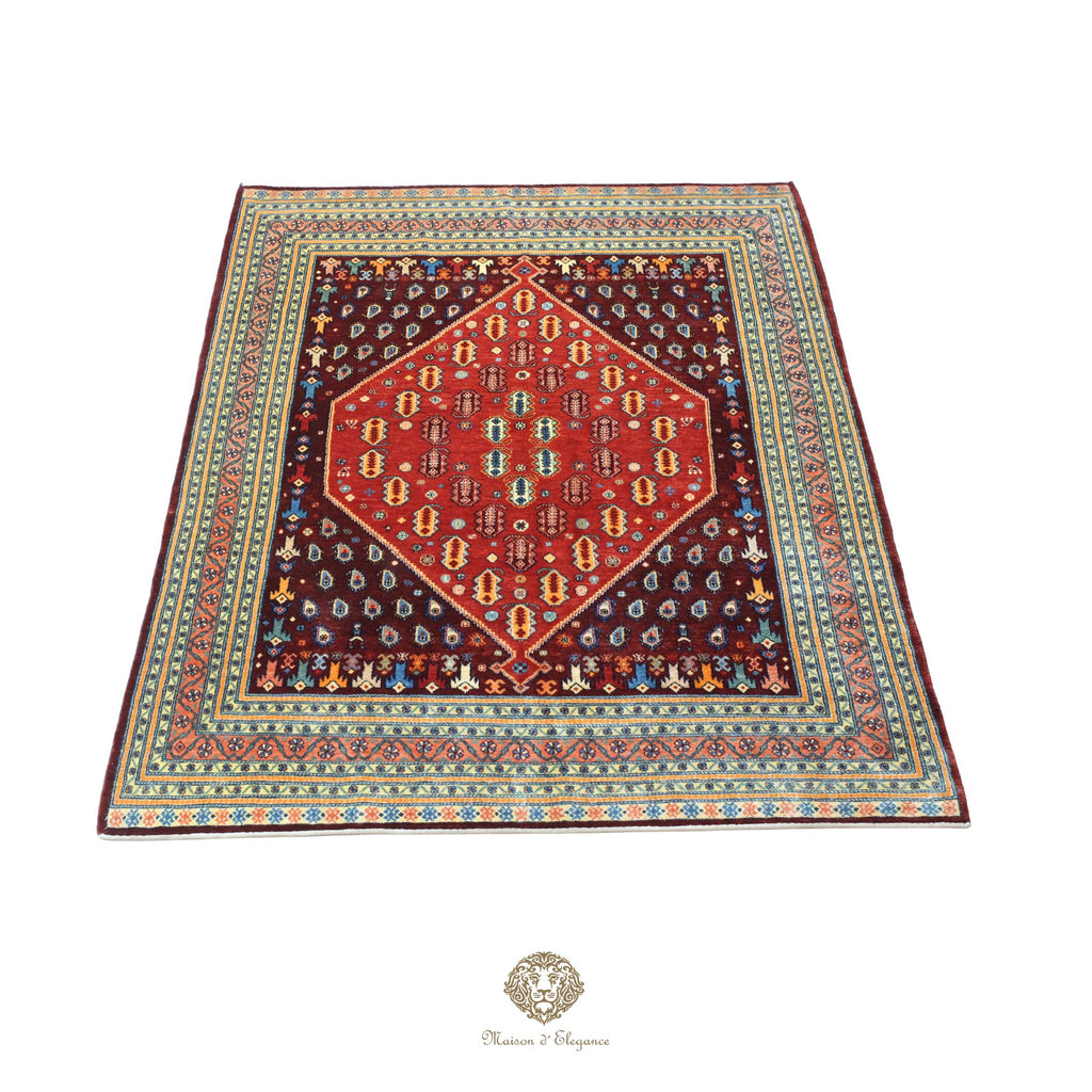 Alfombra persa Trible Fine Kashkuli con tintes naturales | Loribaft de lana hecha a mano 160 x 220 cm