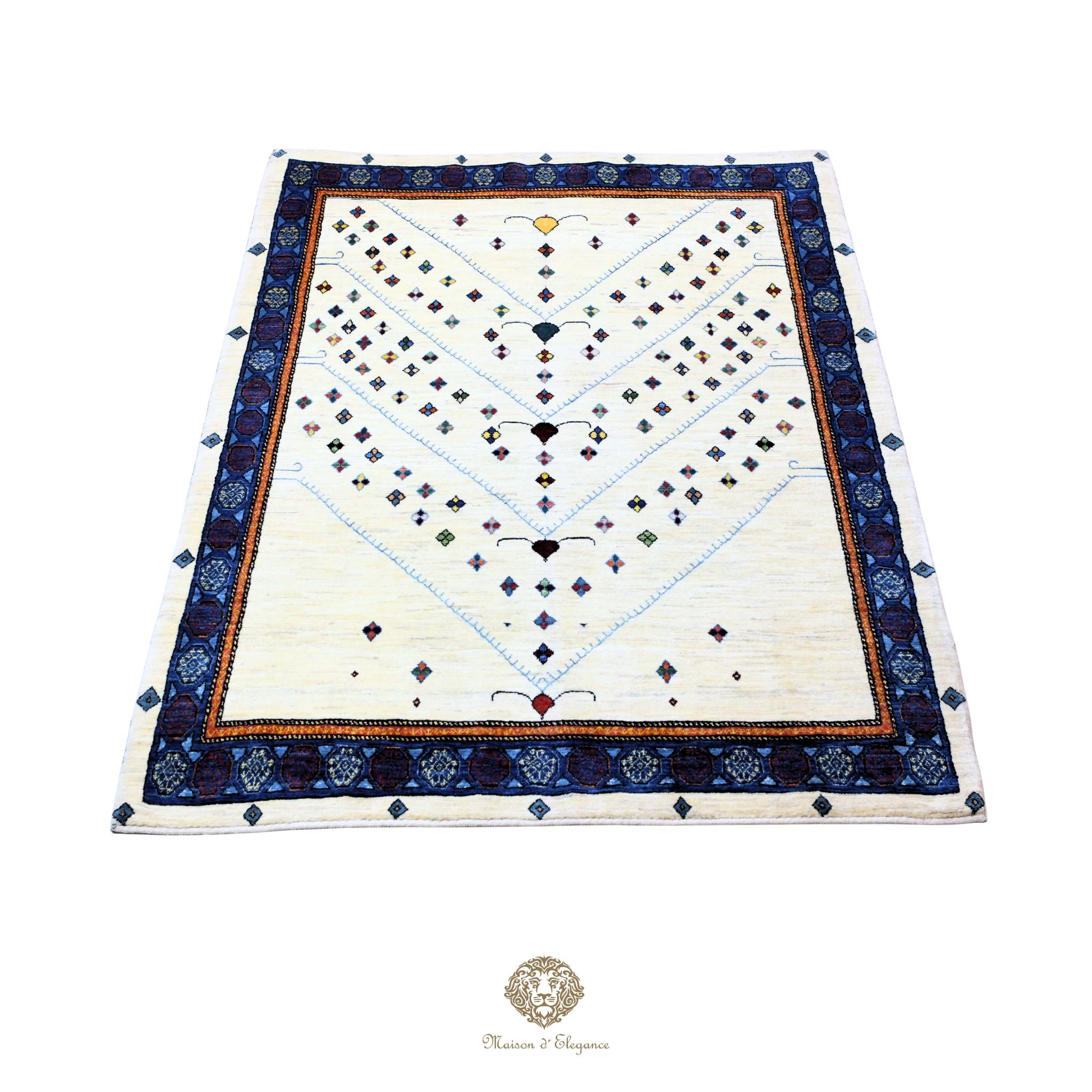 Alfombra persa Trible Fine Kashkuli con tintes naturales | Loribaft de lana hecha a mano 158 x 220 cm