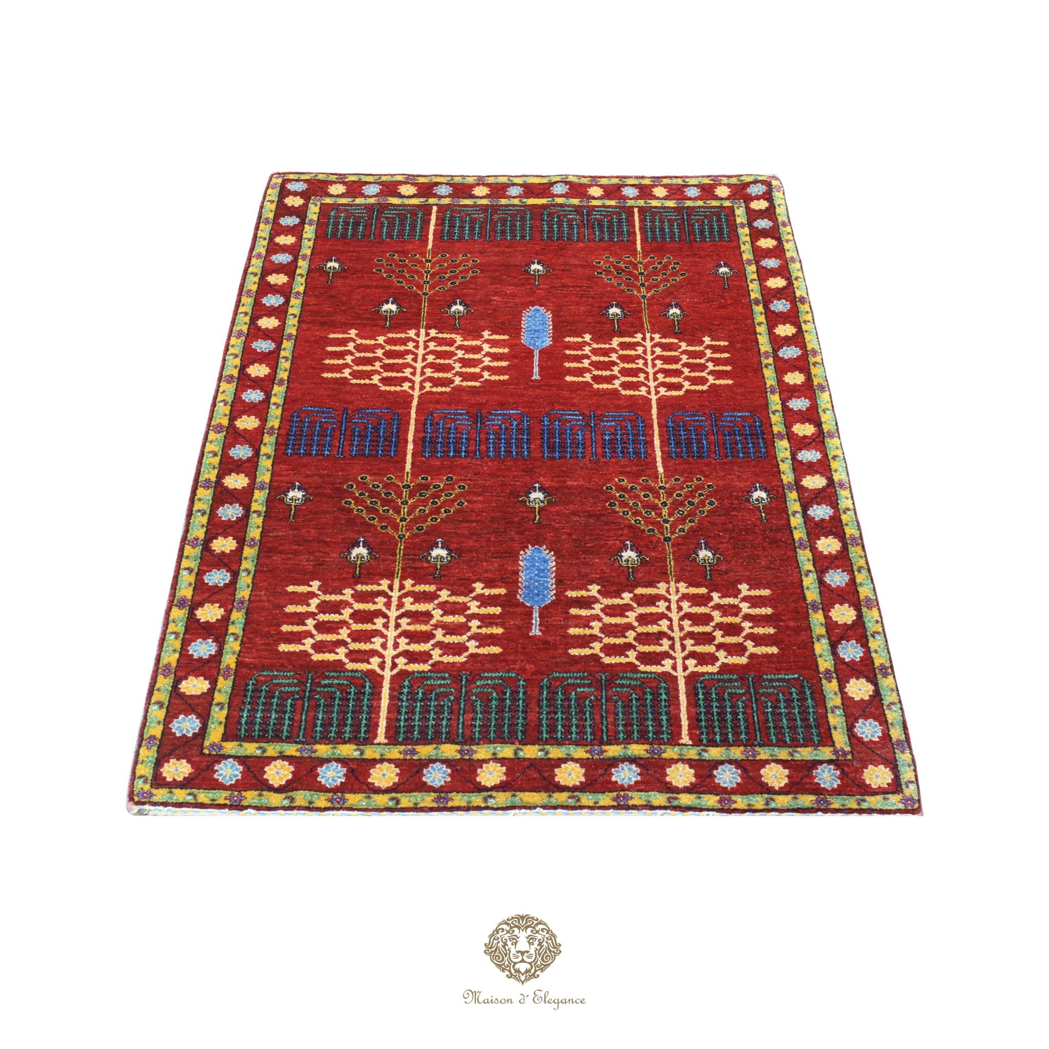 Alfombra persa Trible Fine Kashkuli con tintes naturales | Loribaft de lana hecha a mano 119 x 177 cm