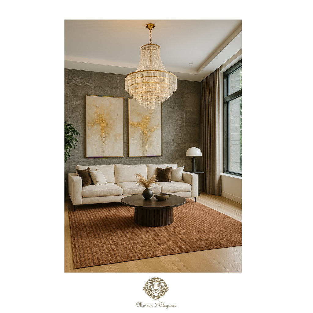 Modern Striped Oriental Rug | Brown Wool Contemporary Design 242x172 cm