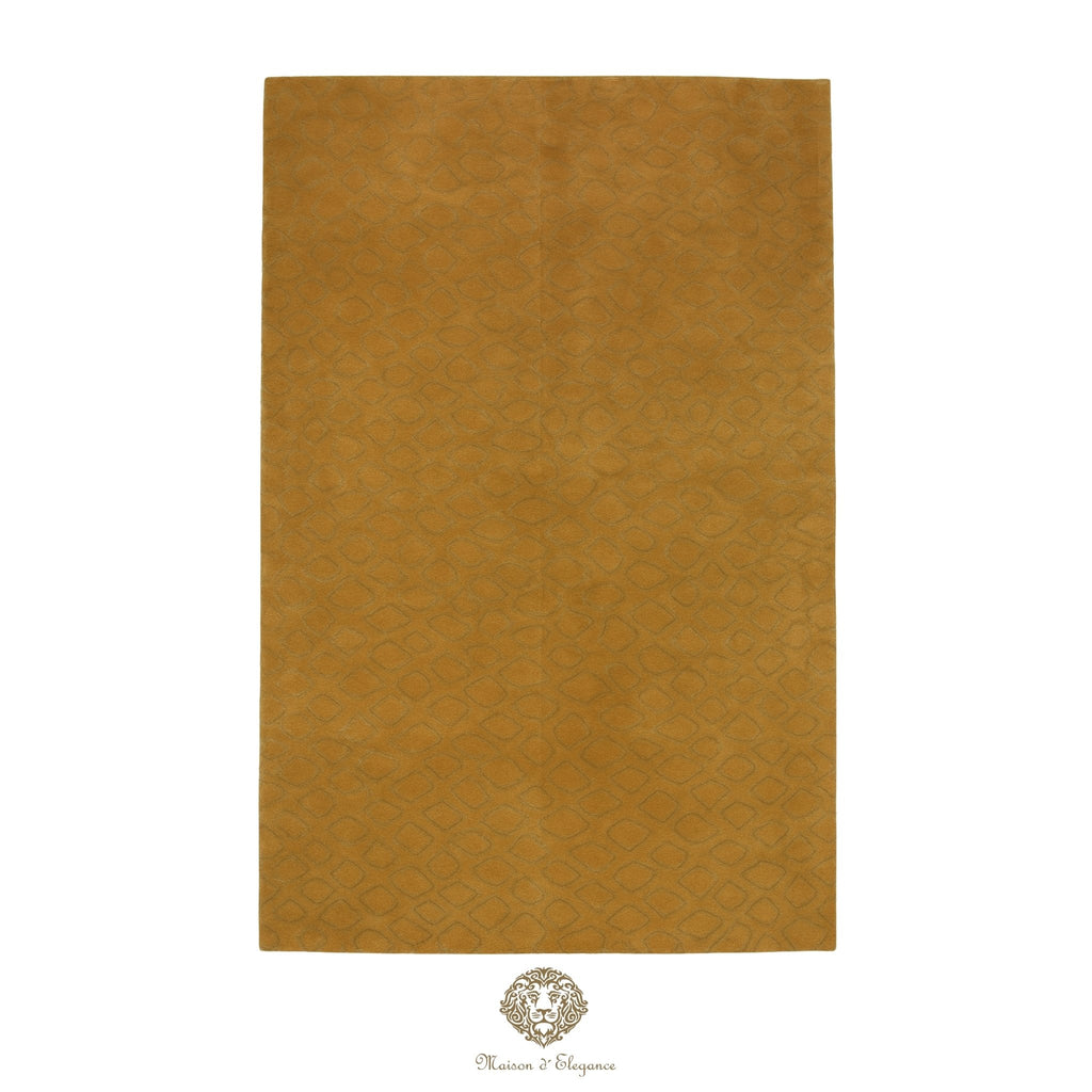 Modern rug with a subtle pattern on a brown background