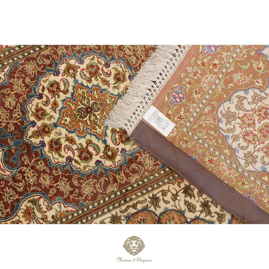 High-End Pure Silk Persian Rug - Hand-Knotted Natural Dyed Masterpiece with Signature