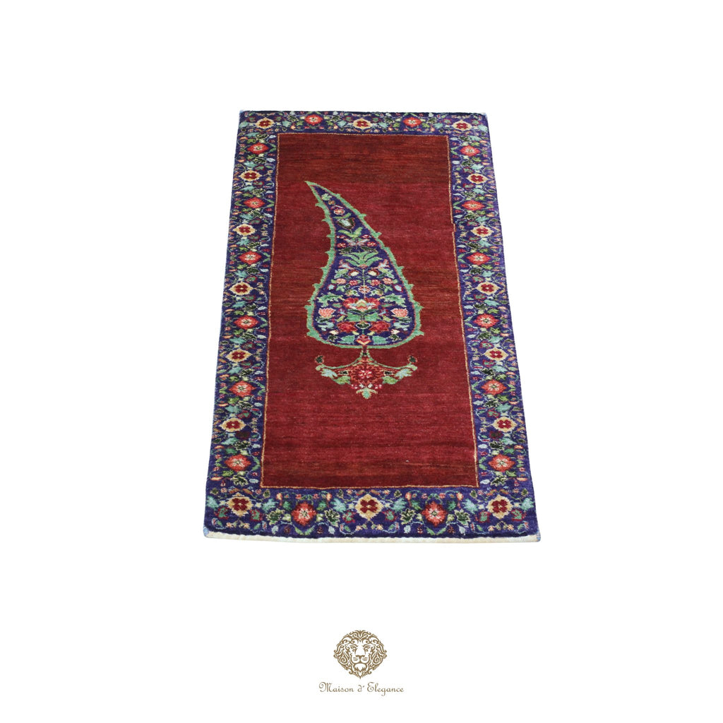 Alfombra persa de lana hecha a mano Kashkuli Nomadic | Diseño Cypress 57 x 108 cm