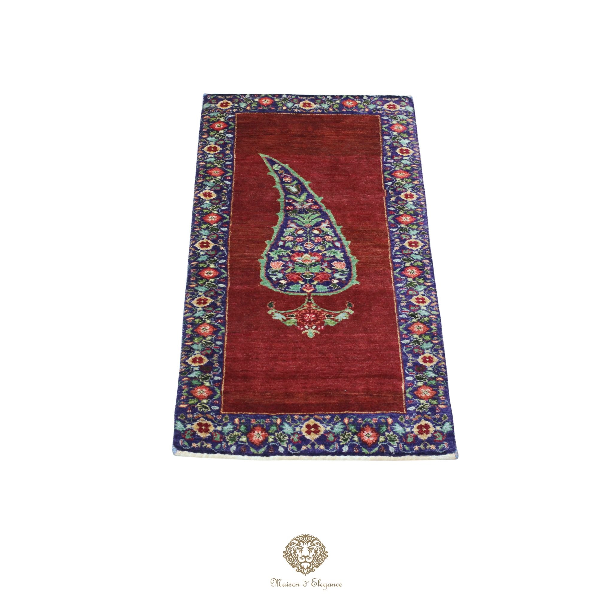 Alfombra persa de lana hecha a mano Kashkuli Nomadic | Diseño Cypress 57 x 108 cm
