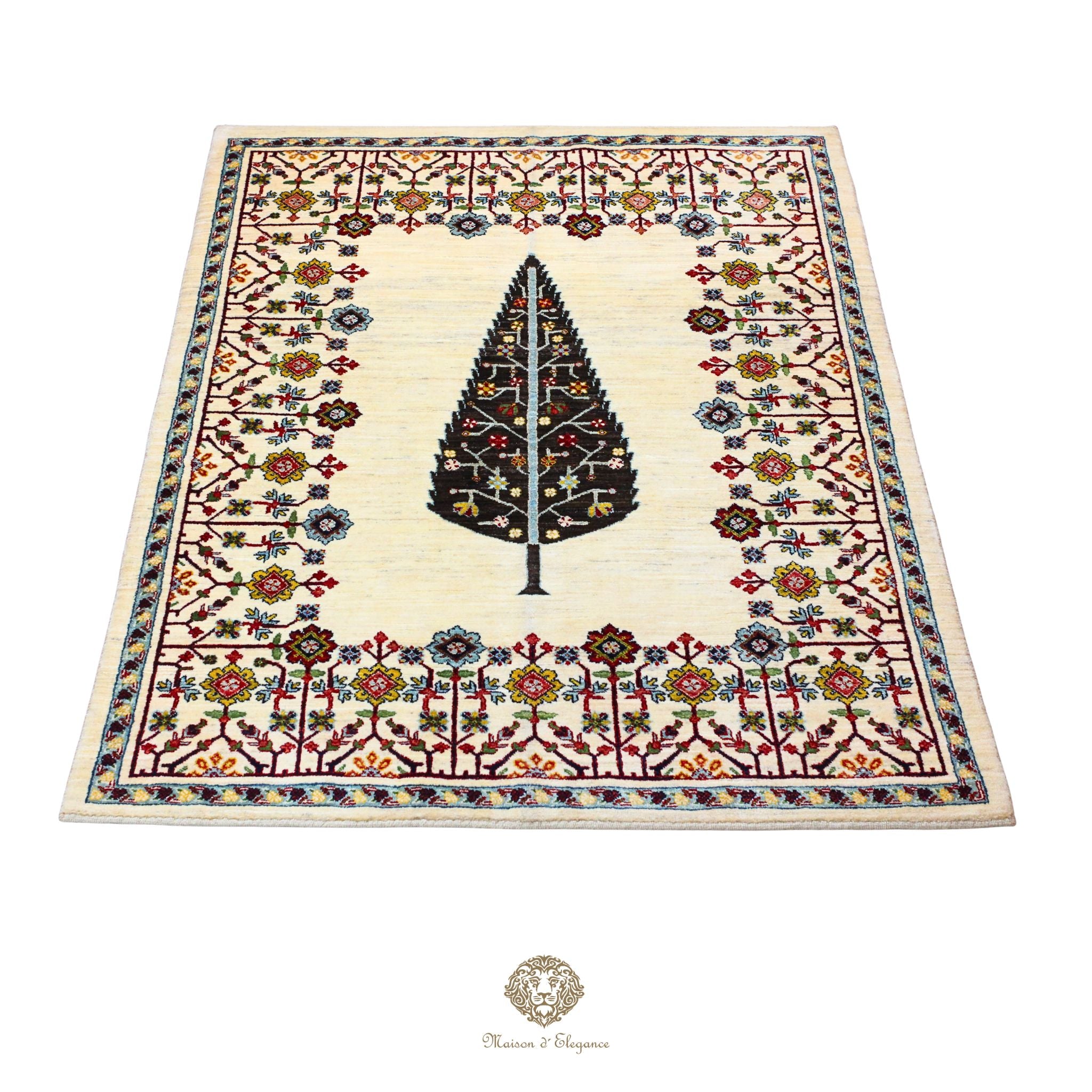 Alfombra persa de lana hecha a mano Kashkuli Nomadic | Diseño Cypress 150 x 191 cm