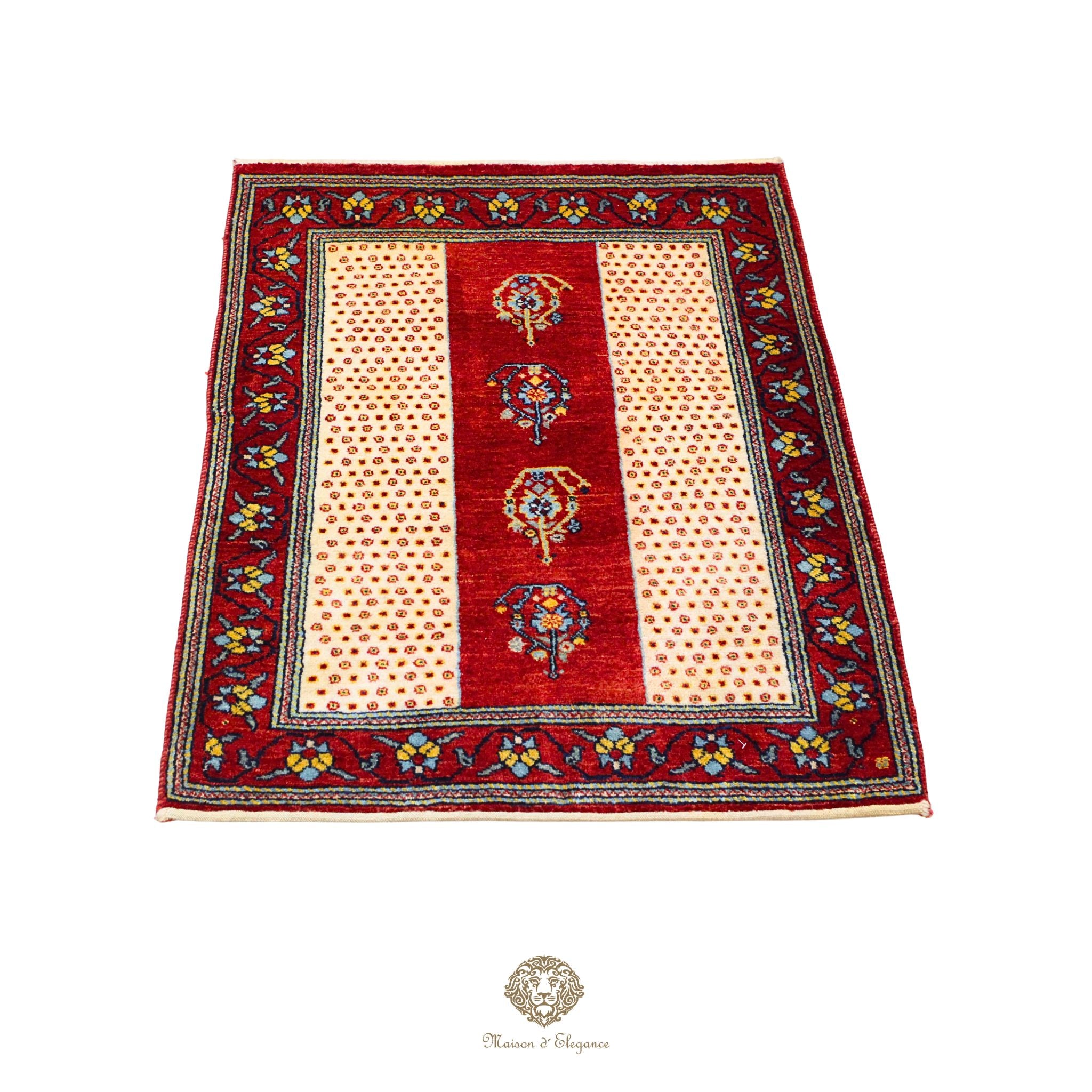 Alfombra persa Kashkuli colorida naturale | Gabbeh de lana hecha a mano 84 x 101 cm
