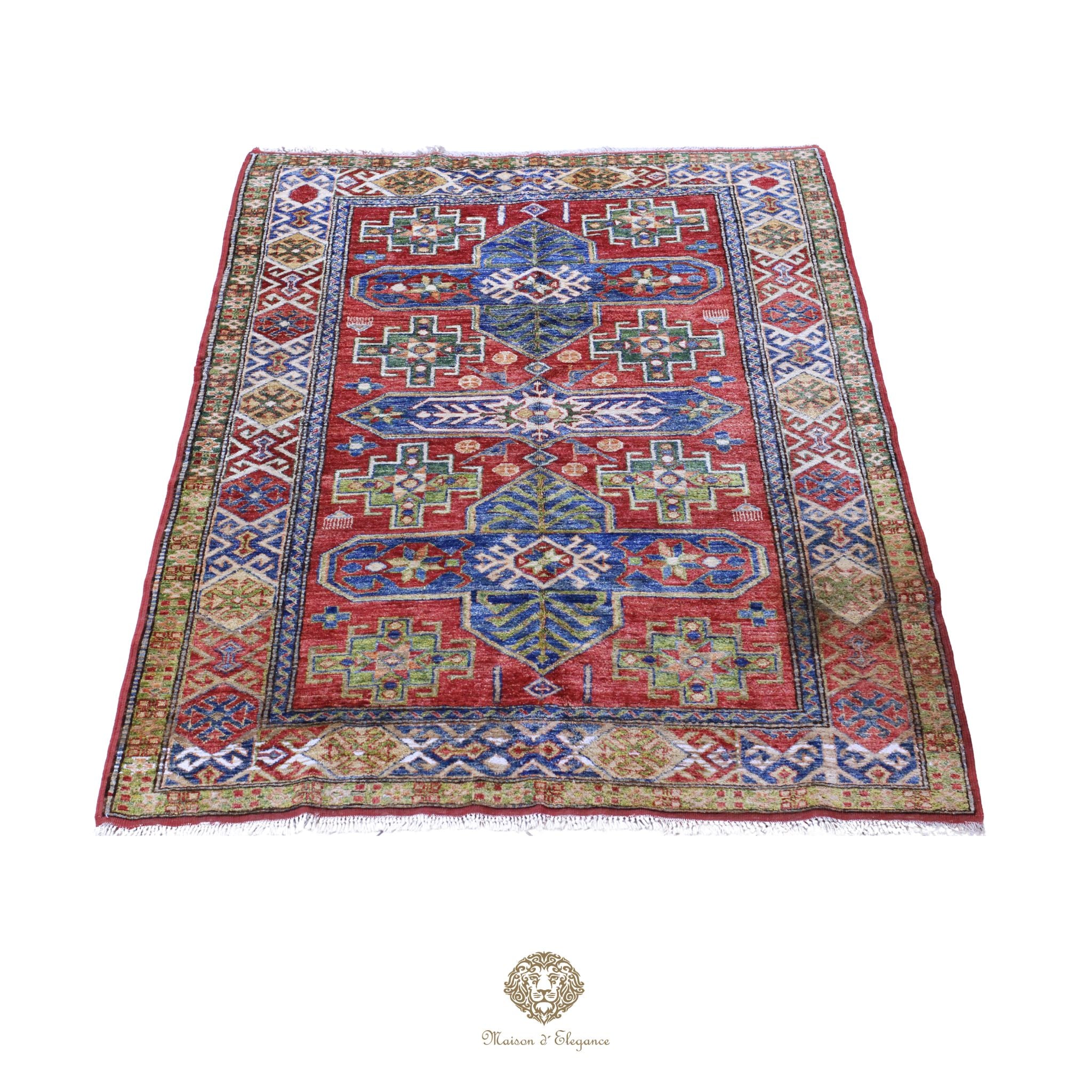 Alfombra oriental de lana Kazak, tradicional | Diseño geométrico Afganistán, 150 x 206 cm