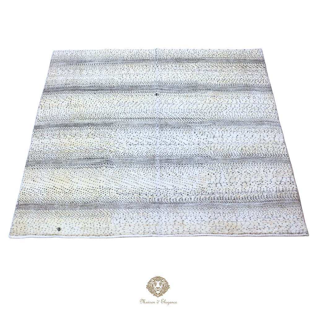 Alfombra persa Kashkuli blanca tribal | Gabbeh de lana hecha a mano 185 x 199 cm