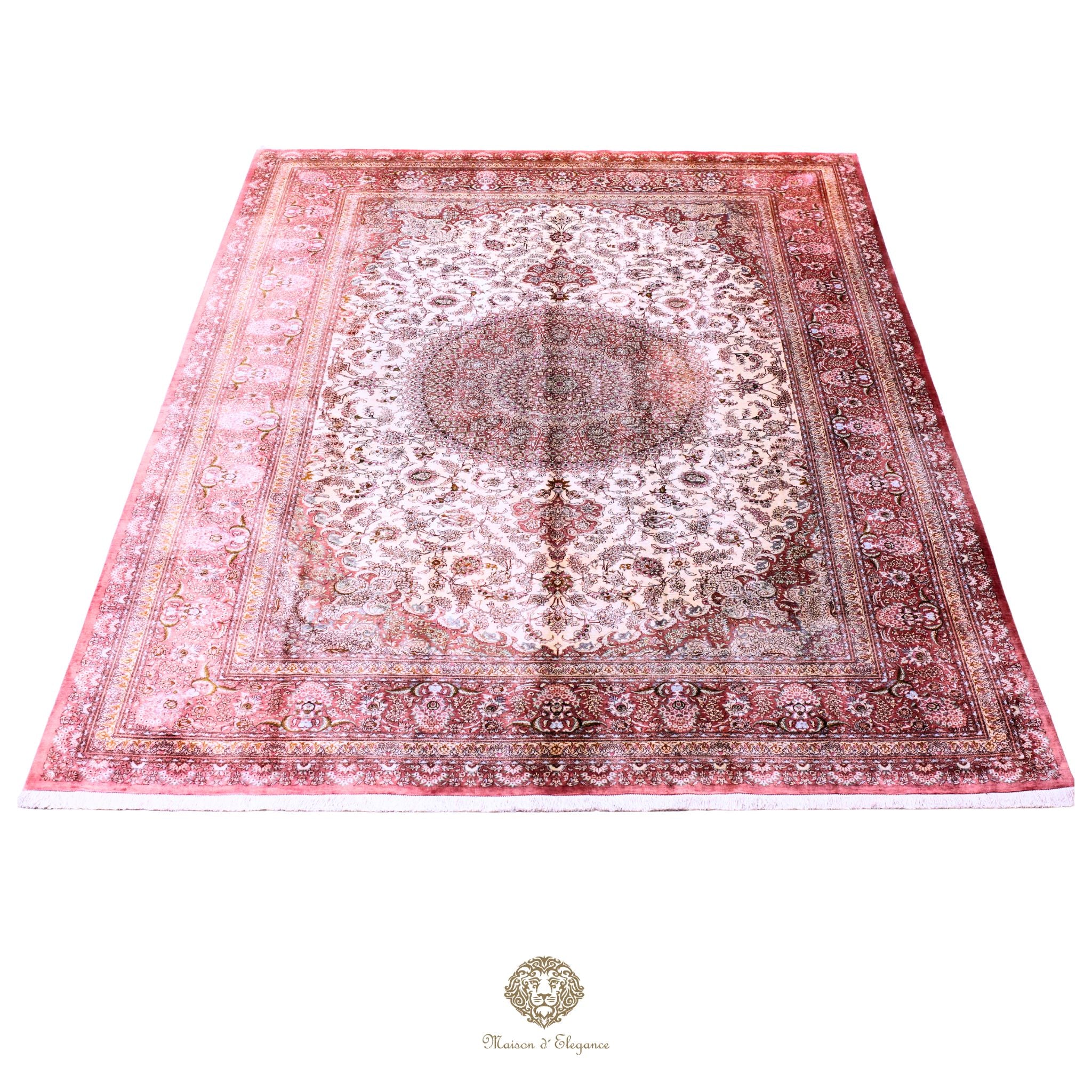 Alfombra persa exclusiva de seda pura, anudada a mano, teñida de forma natural | obra maestra de alta gama, firmada, 248 x 346 cm