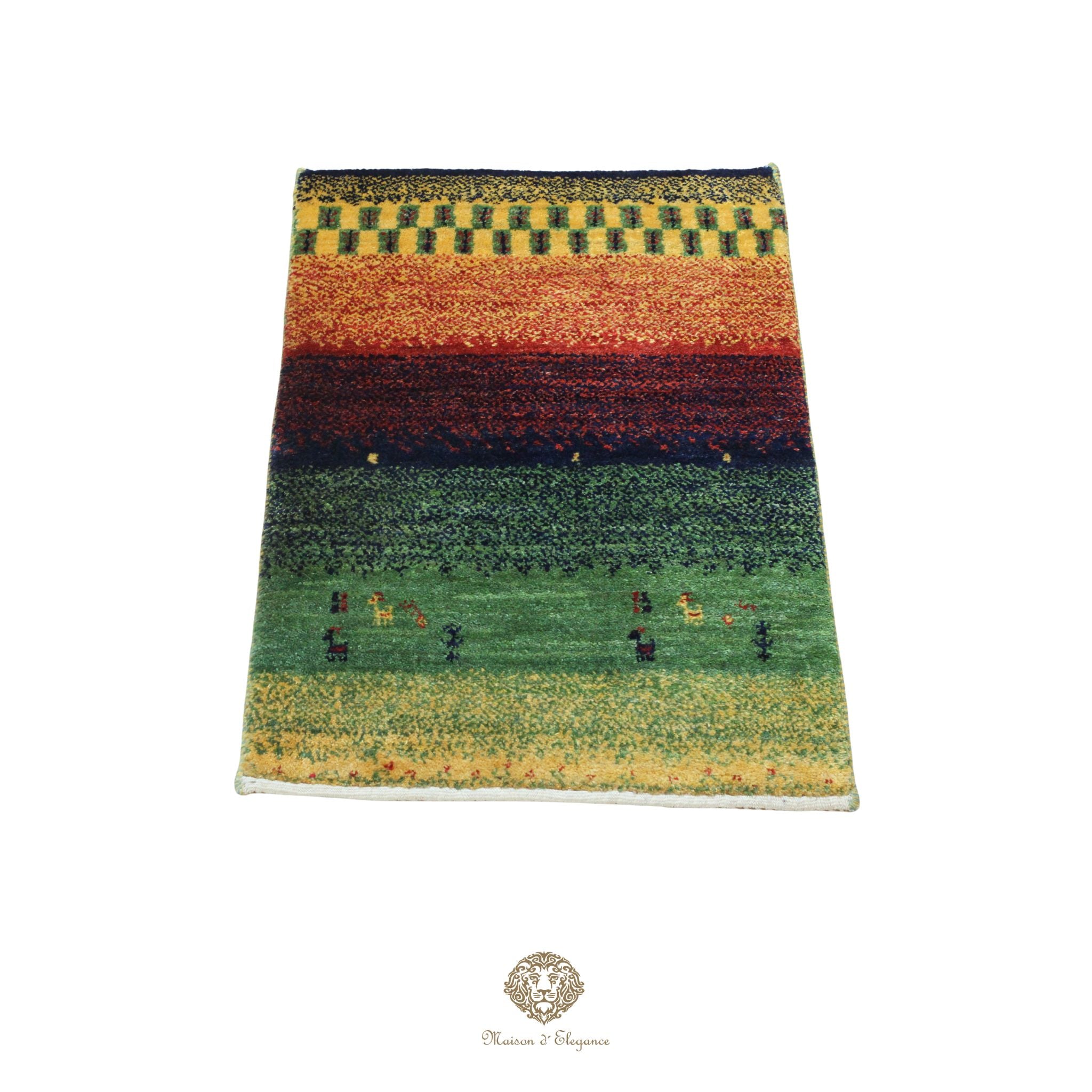 Alfombra persa Kashkuli de lana teñida naturalmente y colorida | Gabbeh hecha a mano 60 x 87 cm
