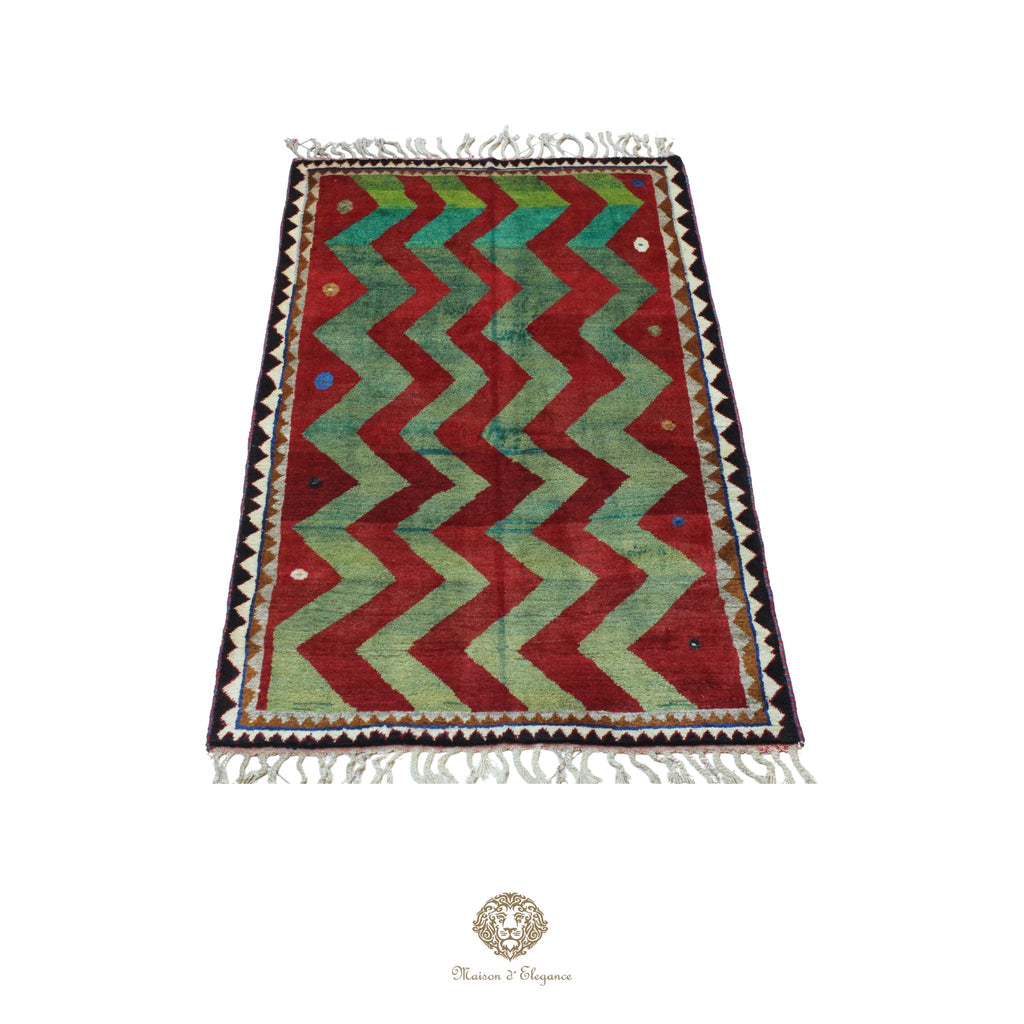 Alfombra persa Kashkuli Loribaft teñida con tintes naturales | Gabbeh de lana hecha a mano 100 x 203 cm