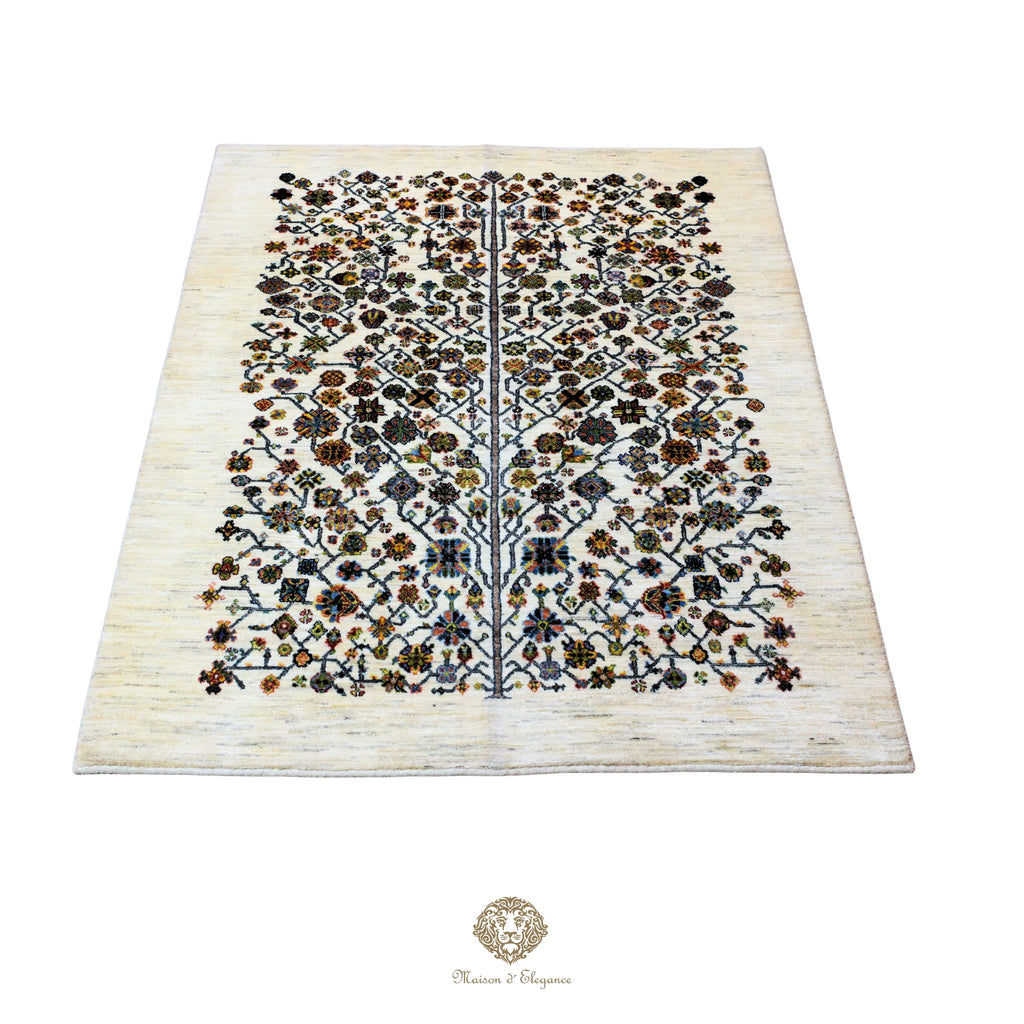 Alfombra persa Trible Fine Kashkuli con tintes naturales | Loribaft de lana hecha a mano 147 x 200 cm