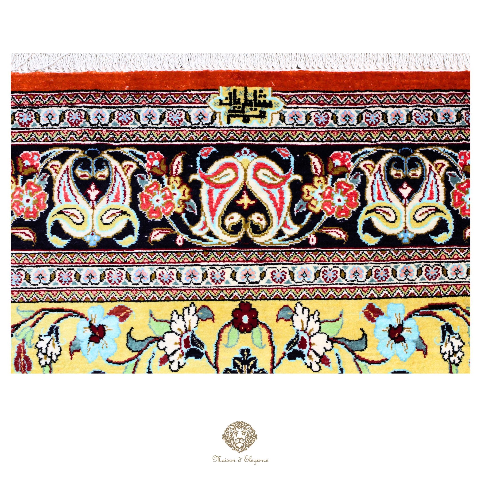 Alfombra persa exclusiva de seda pura, anudada a mano, teñida de forma natural, obra maestra de alta gama, firmada, 98 x 153 cm