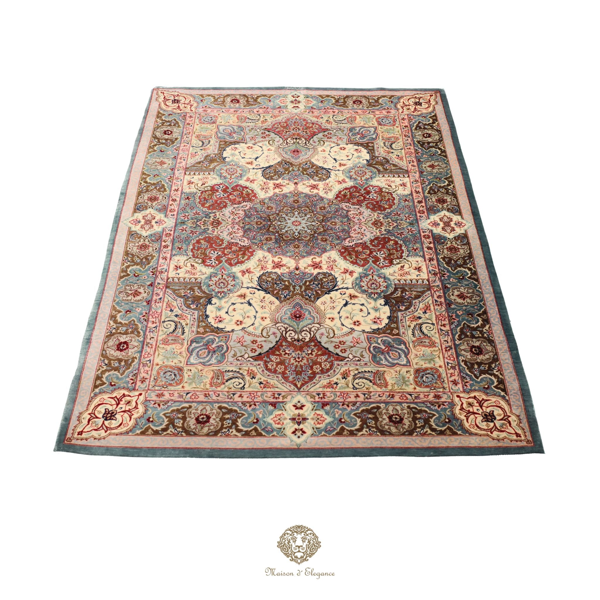 Alfombra persa Qom exclusiva de seda pura | Obra maestra anudada a mano con tintes naturales, firmada, 100 x 161 cm