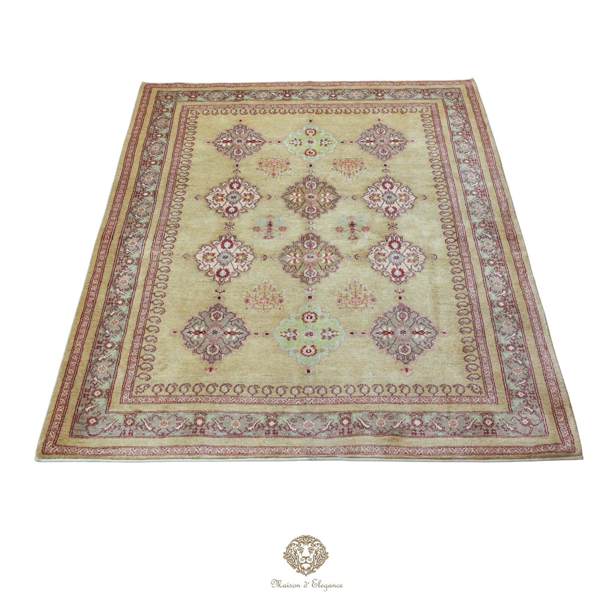 Alfombra persa Trible Fine Kashkuli con tintes naturales | Loribaft de lana hecha a mano 170 x 242 cm