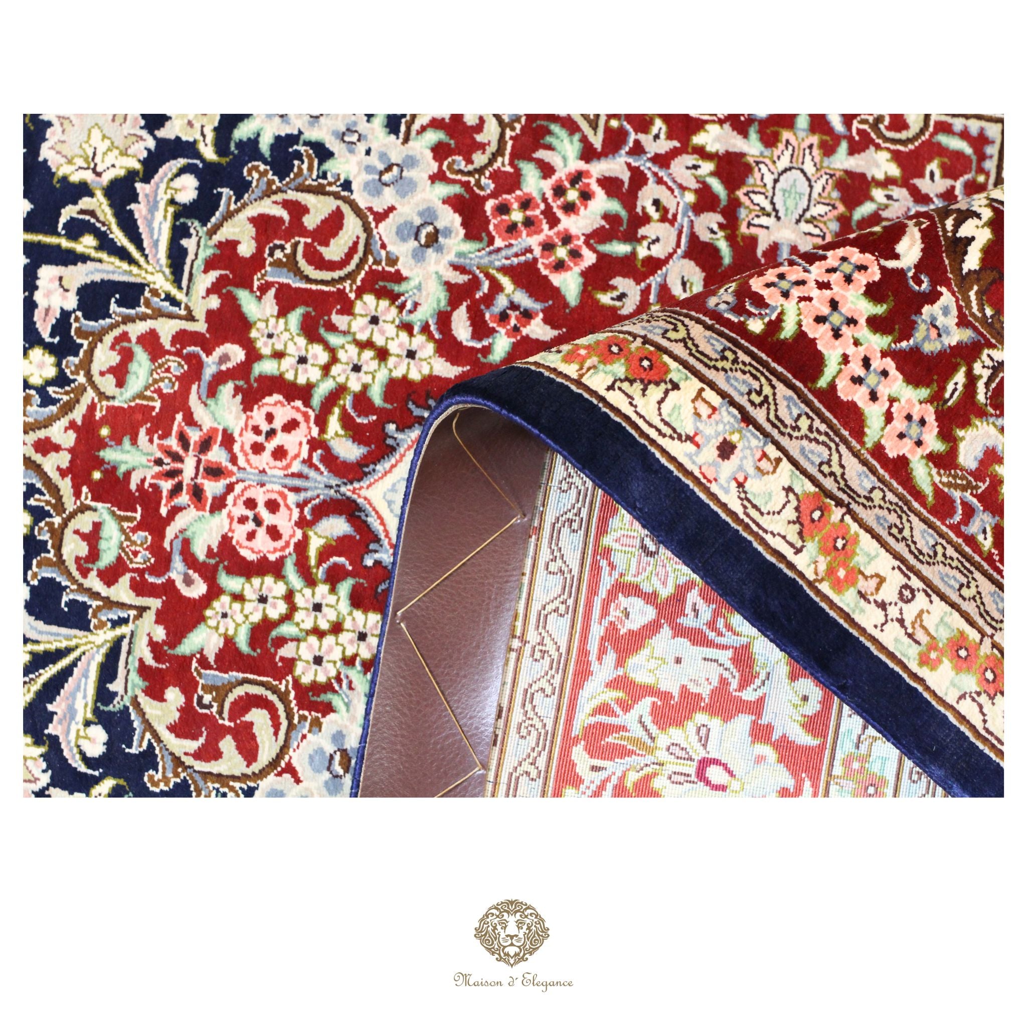 Alfombra persa exclusiva de seda pura, anudada a mano, teñida de forma natural | obra maestra de alta gama, firmada, 100 x 155 cm